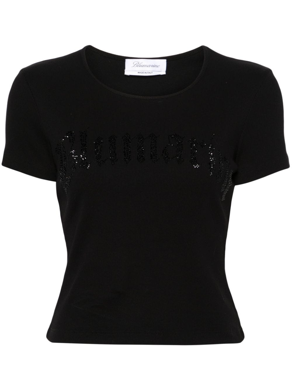 rhinestoned ribbed T-shirt - 1