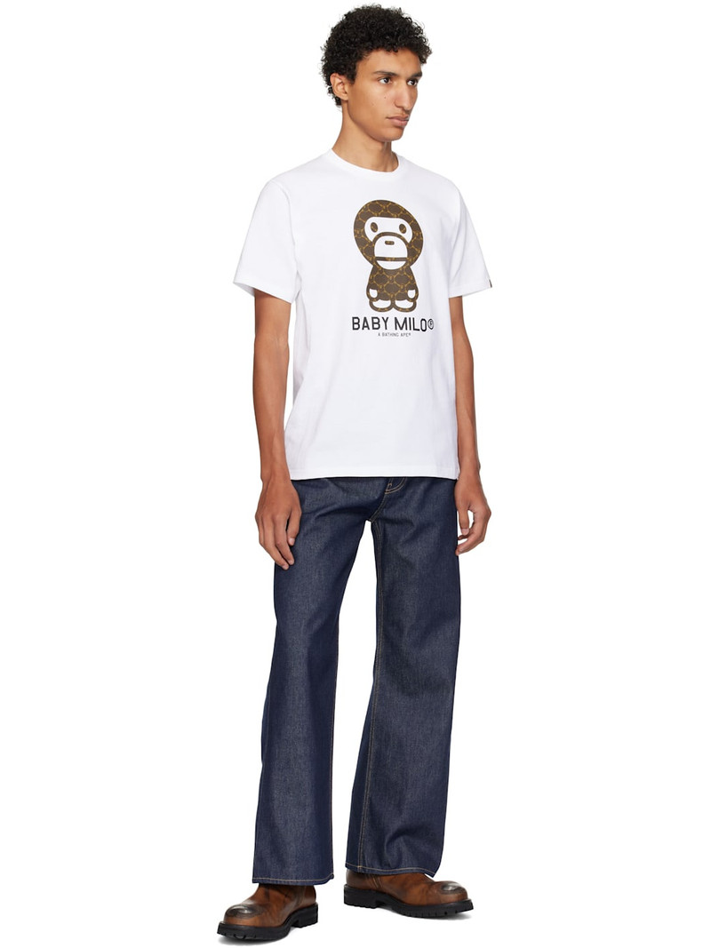 A BATHING APE® White College Monogram Baby Milo T-shirt outlook