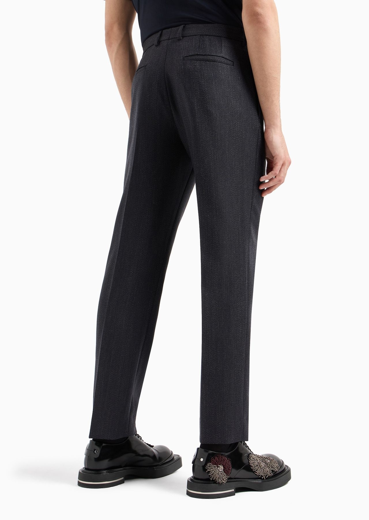 Mouliné wool-blend trousers with chevron motif - 3