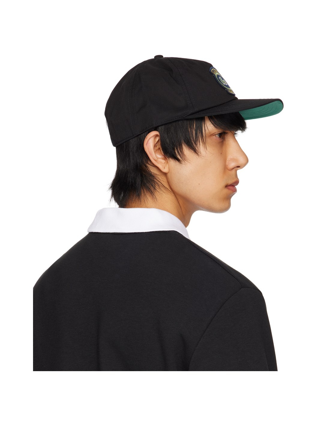 Black Cotton Twill Badge Cap - 3