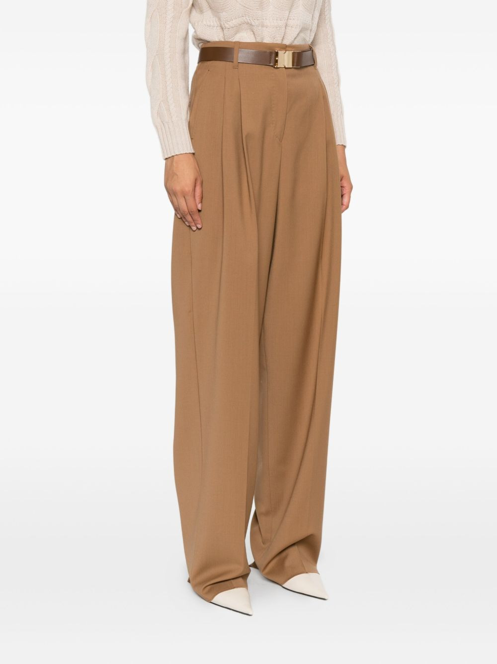 pleated belted trousers - 3