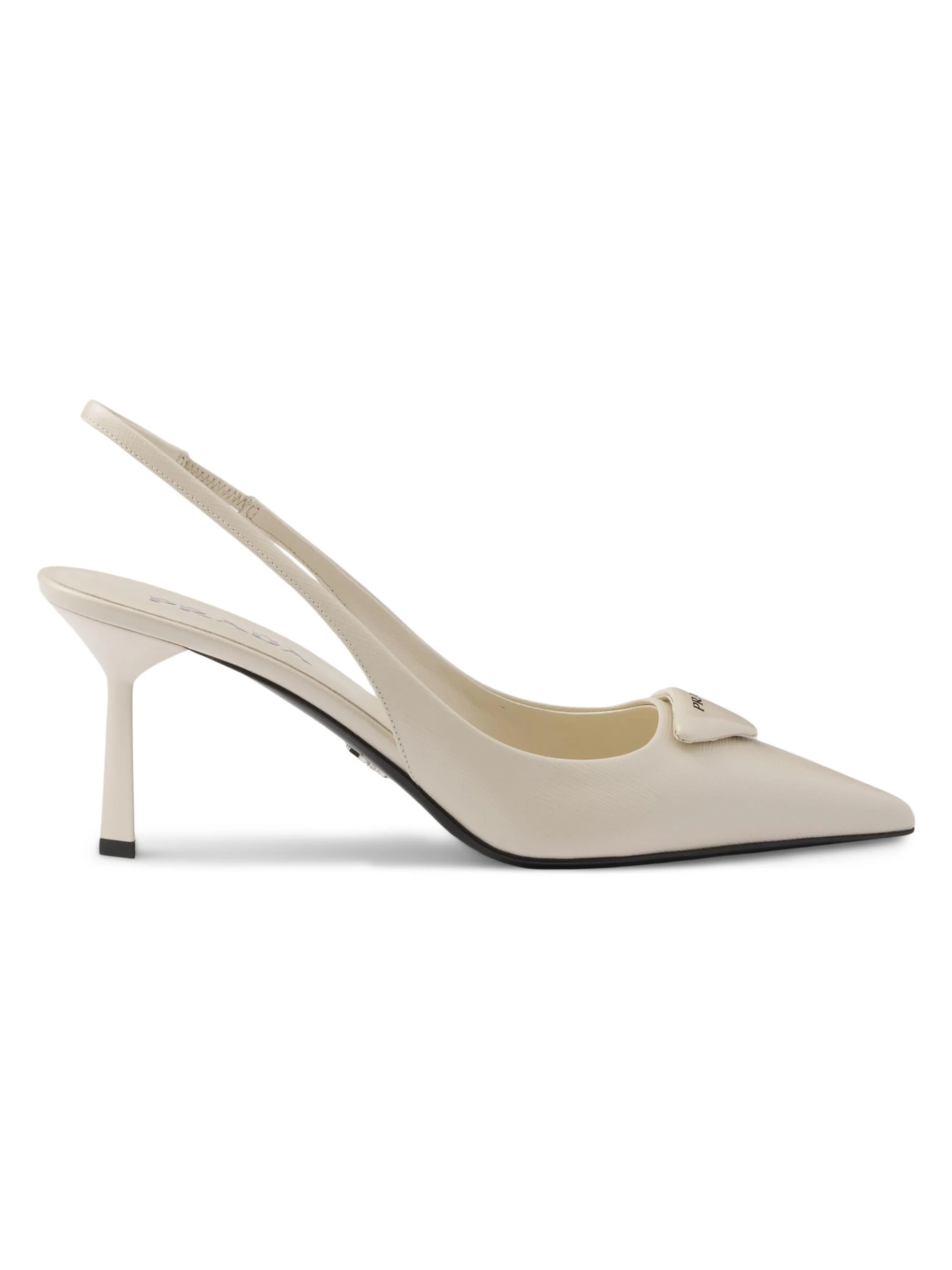 Women's Saffiano 75MM Patent Leather Slingback Pumps - Beige Khaki - 1