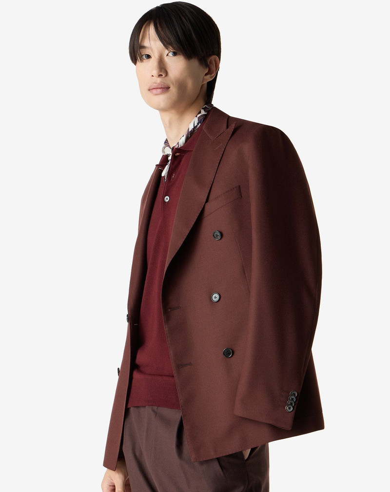 Brick-brown pure wool flannel jacket 4