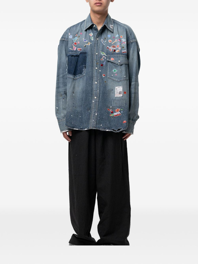 Maison MIHARAYASUHIRO sticker-print denim shirt outlook