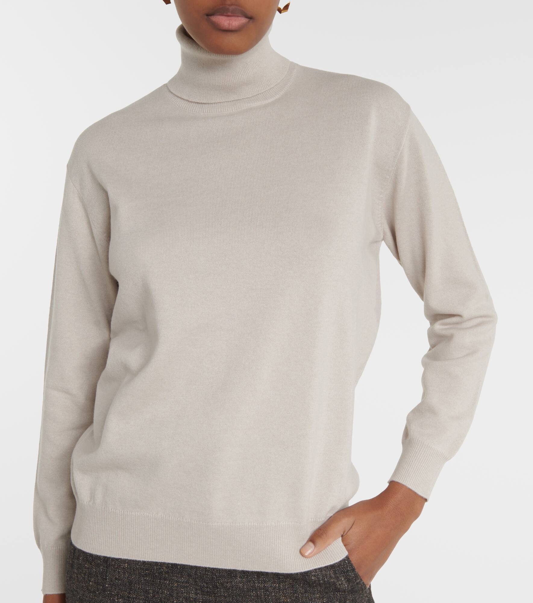 Ribbed-knit cashmere turtleneck top - 6