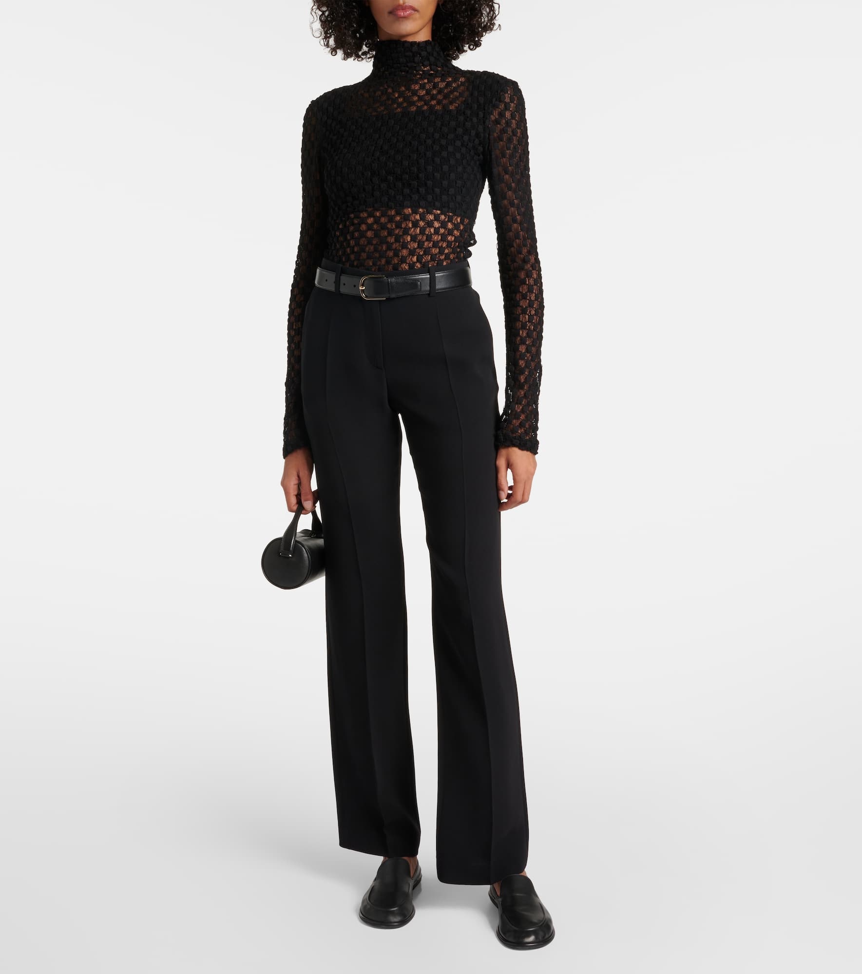 Cotton-blend lace turtleneck top - 2