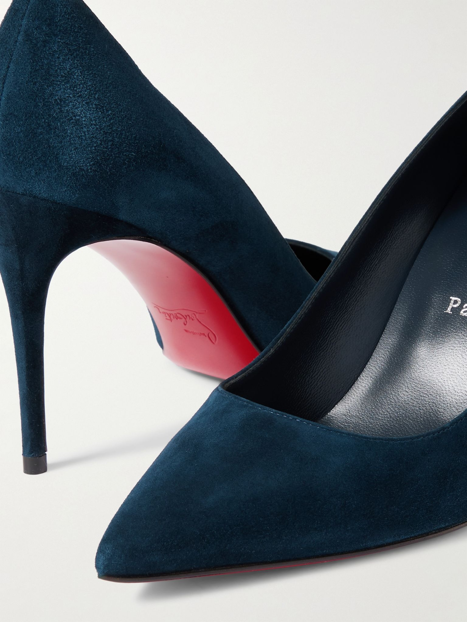 Kate 85 suede point-toe pumps Navy - 4