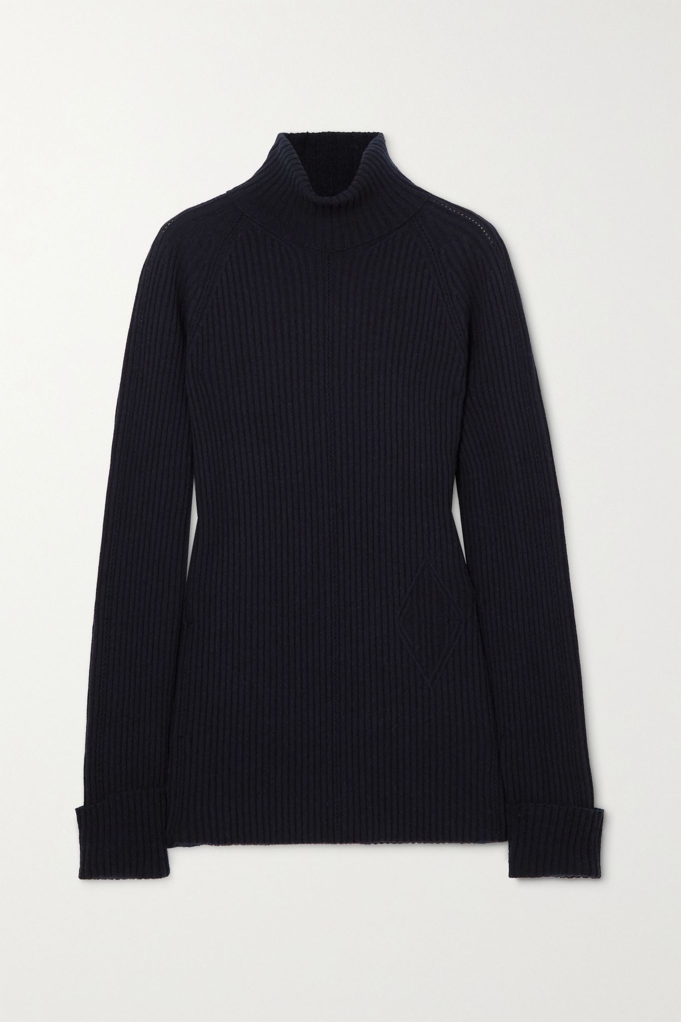 Ribbed wool and silk-blend turtleneck sweater - 1