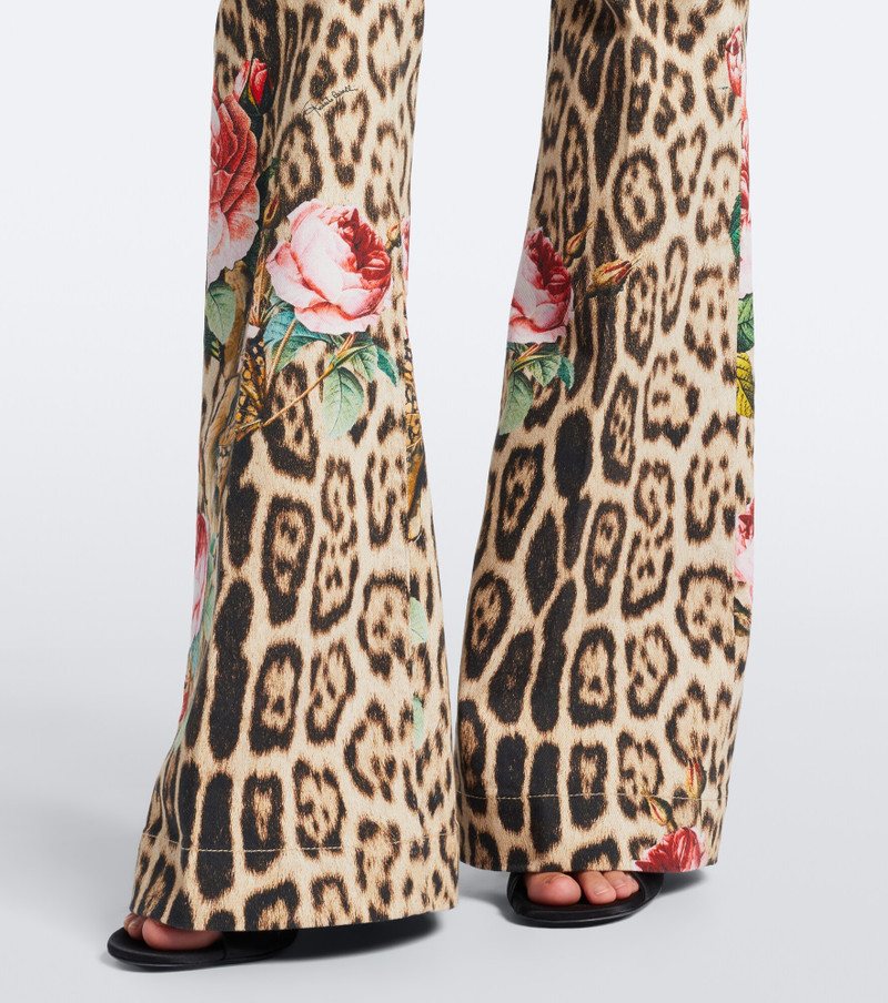 Leopard-print floral flared jeans 4