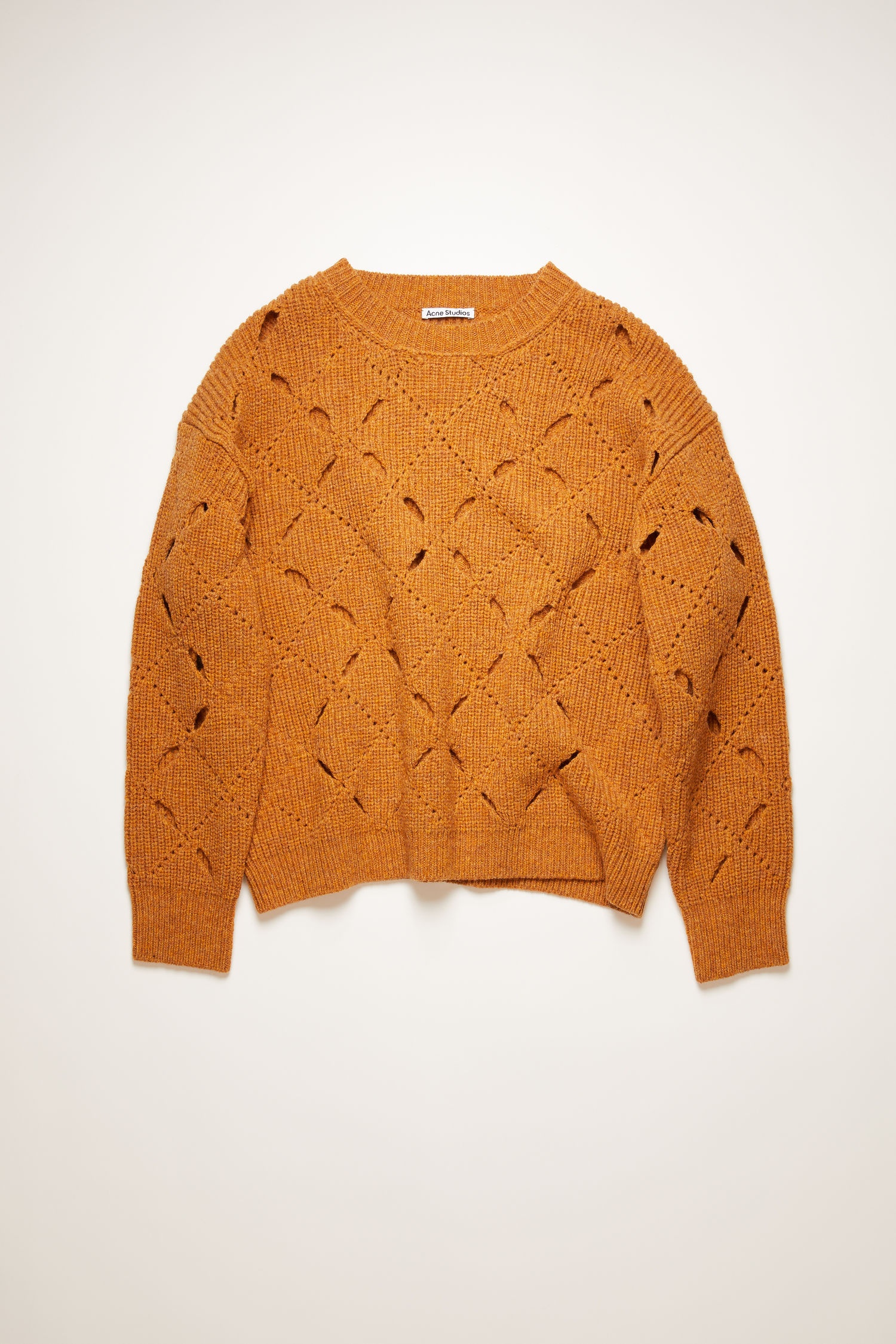 Argyle wool sweater cognac brown - 1