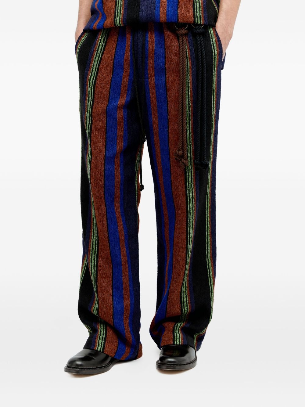 striped rope-detail trousers - 3