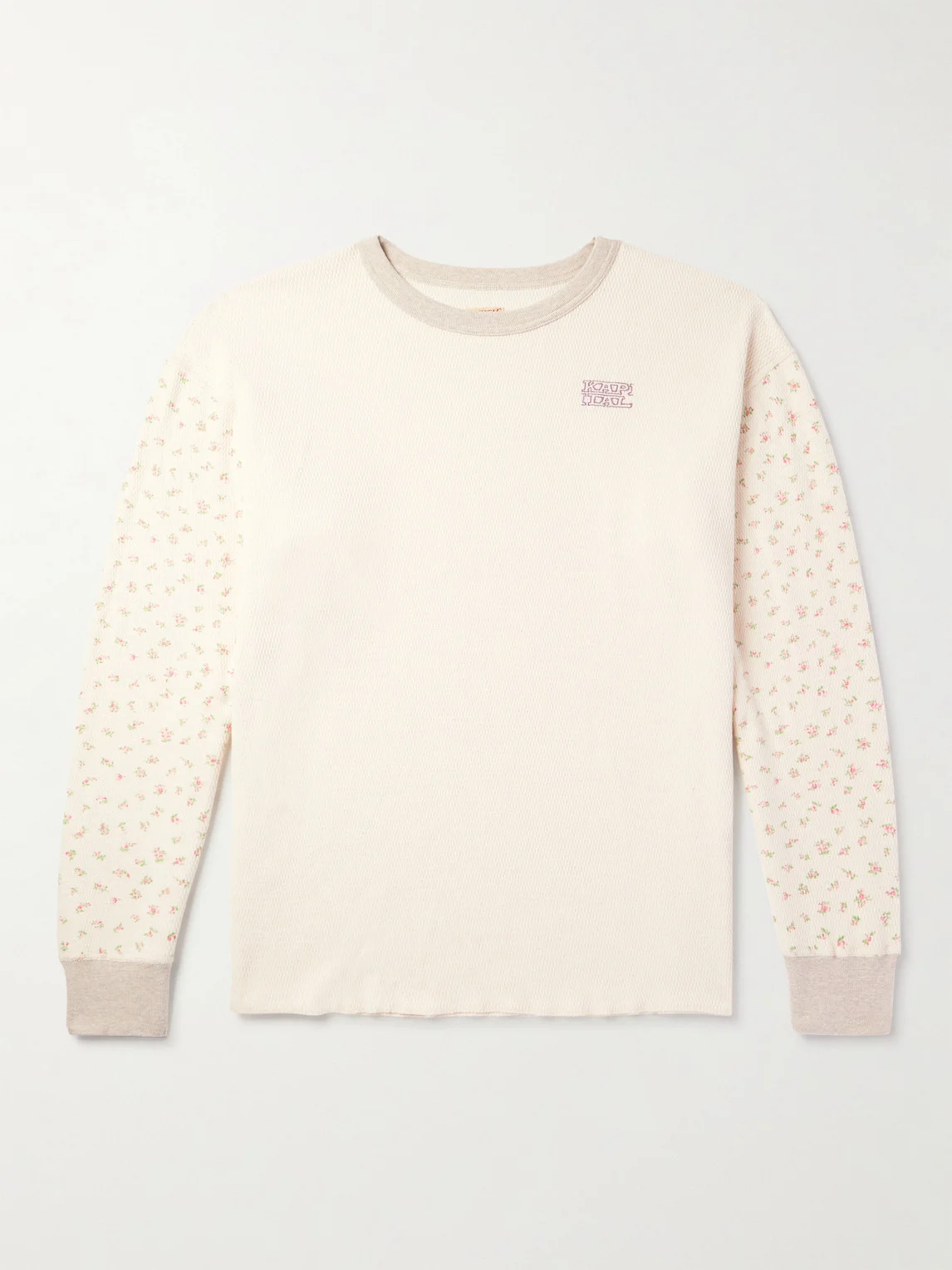 Logo-Embroidered Printed Waffle-Knit Cotton-Jersey T-Shirt - 1