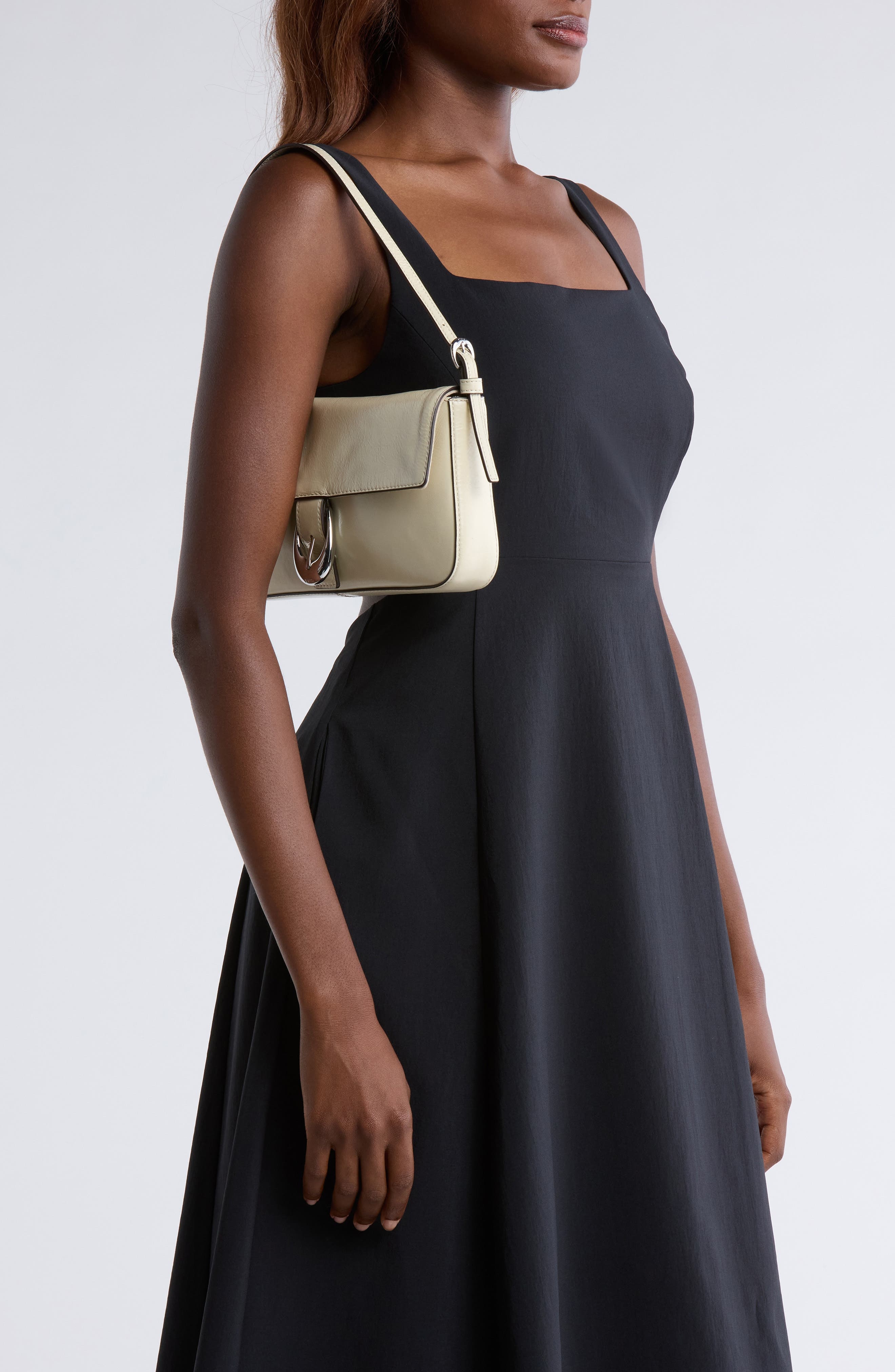 STAUD Harlow Leather Shoulder Bag in Cream at Nordstrom - 2