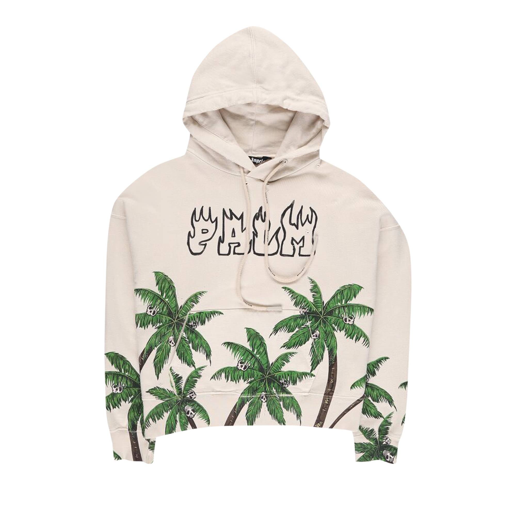 Palm Angels Palms And Skull Vintage Hoodie 'White' - 1