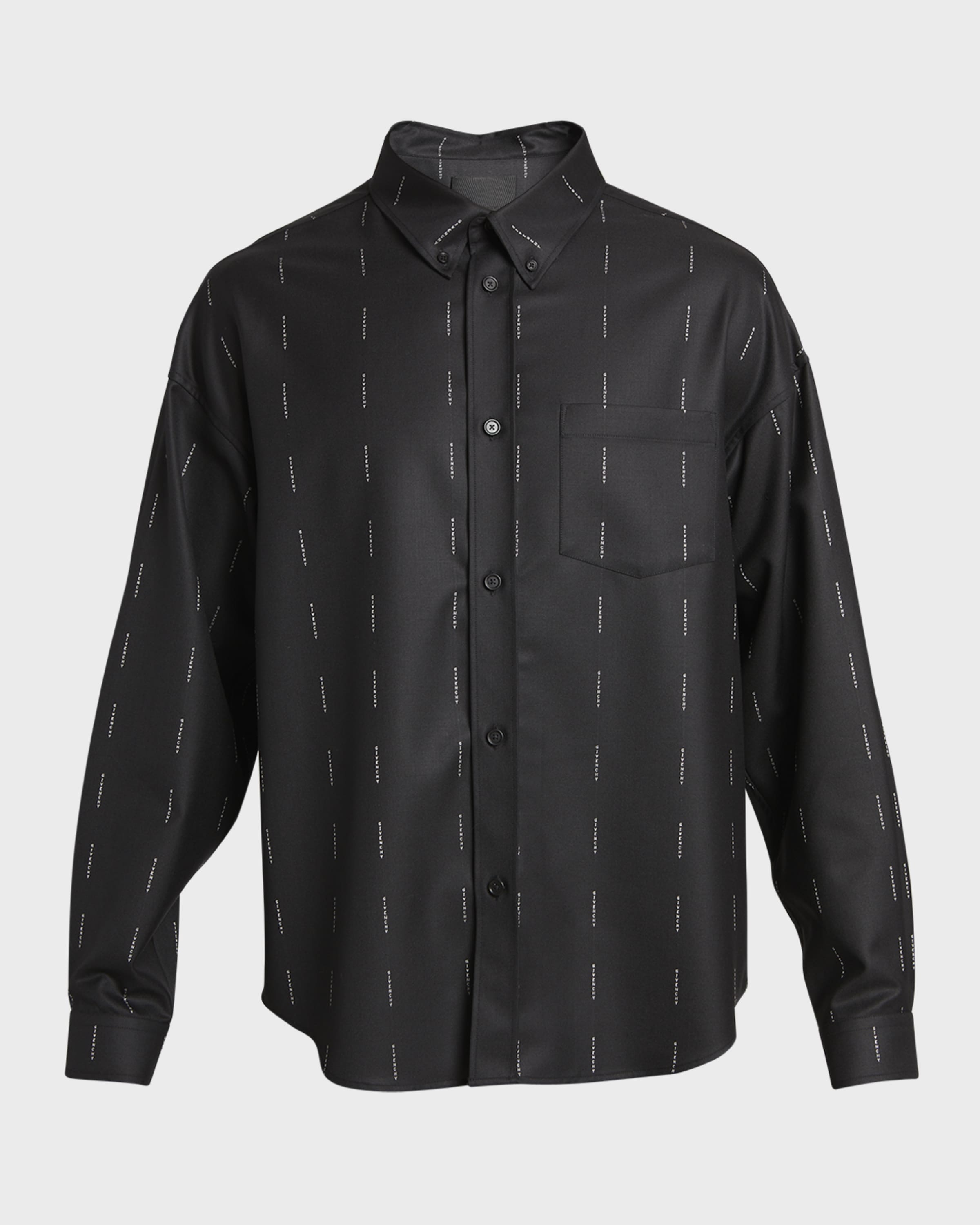 Men's Dress Shirt with Logo Pinstripes - 1