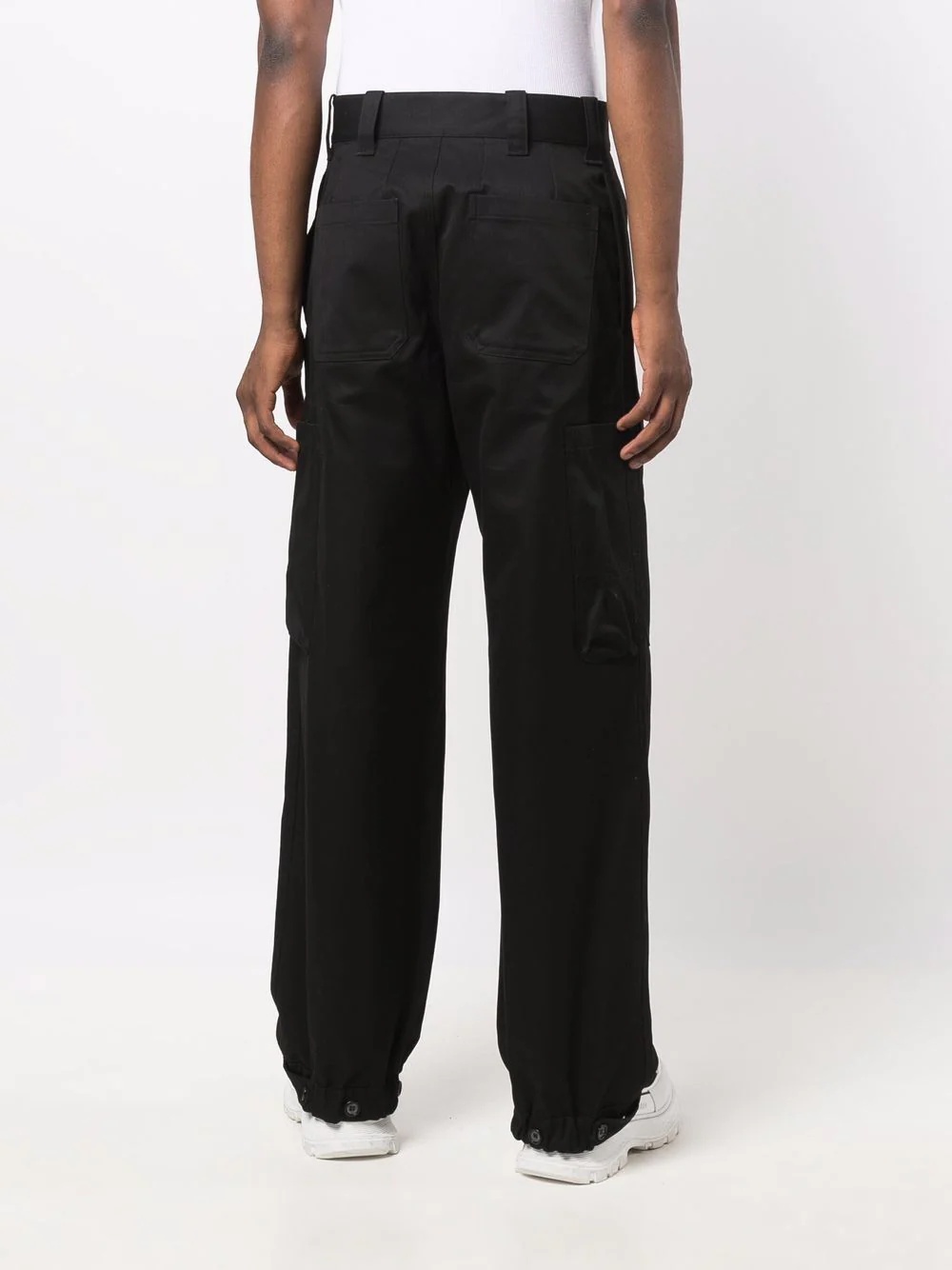 flap-pocket cotton trousers - 4