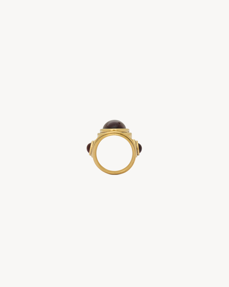 SAINT LAURENT CABOCHON TRILOGY RING IN RESIN AND METAL outlook