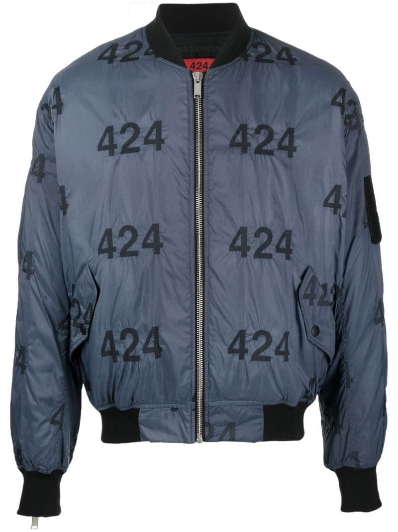 logo-print quilted bomber jacket - 1