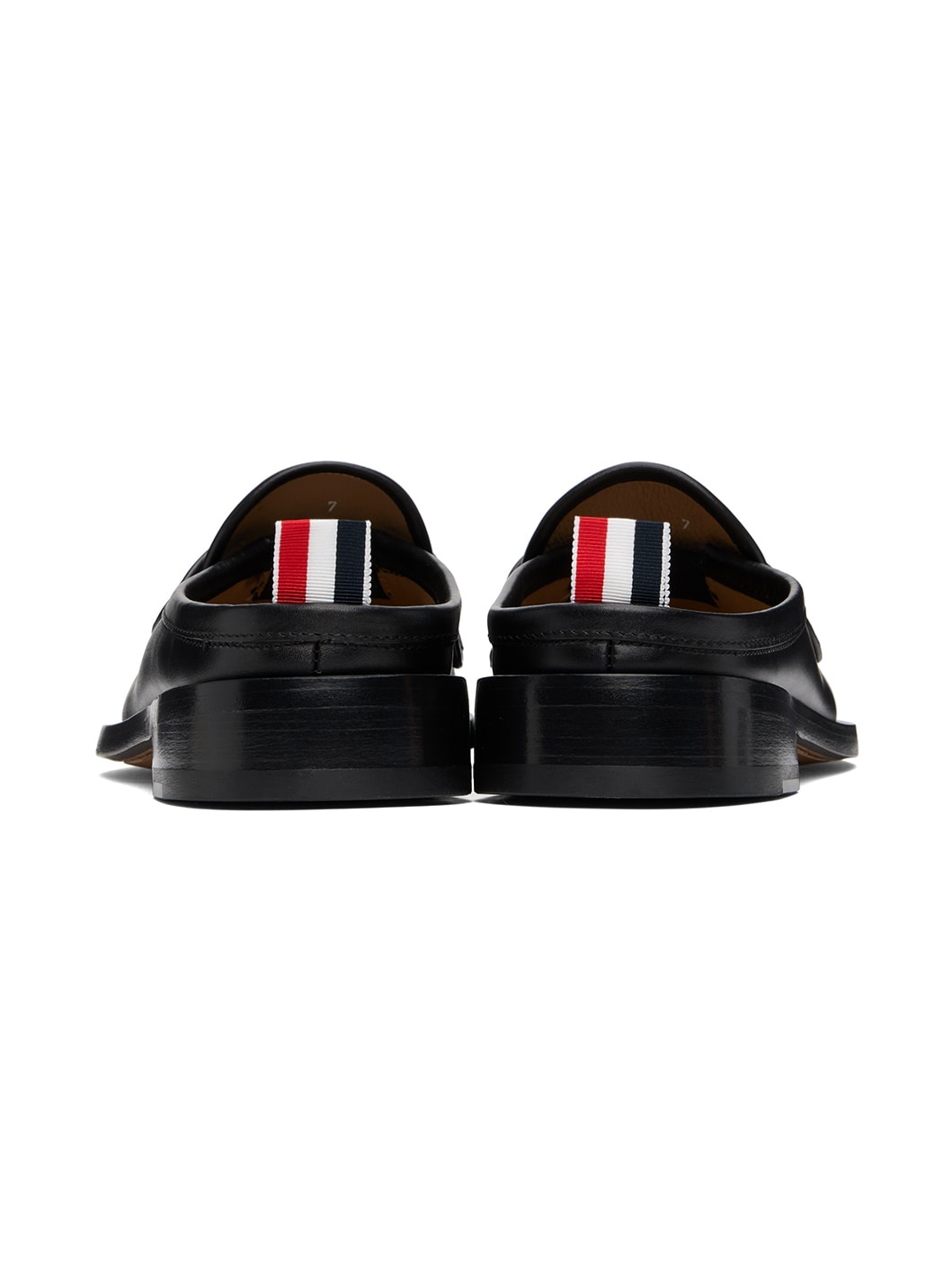 Black Pleated Penny Loafer Mules - 2