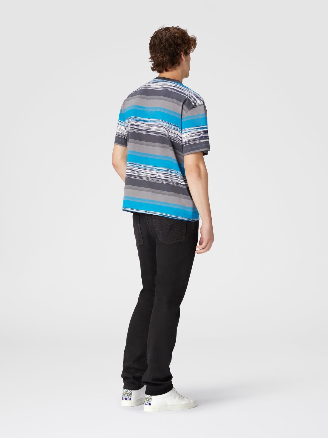 Striped cotton jersey T-shirt with logo - 3
