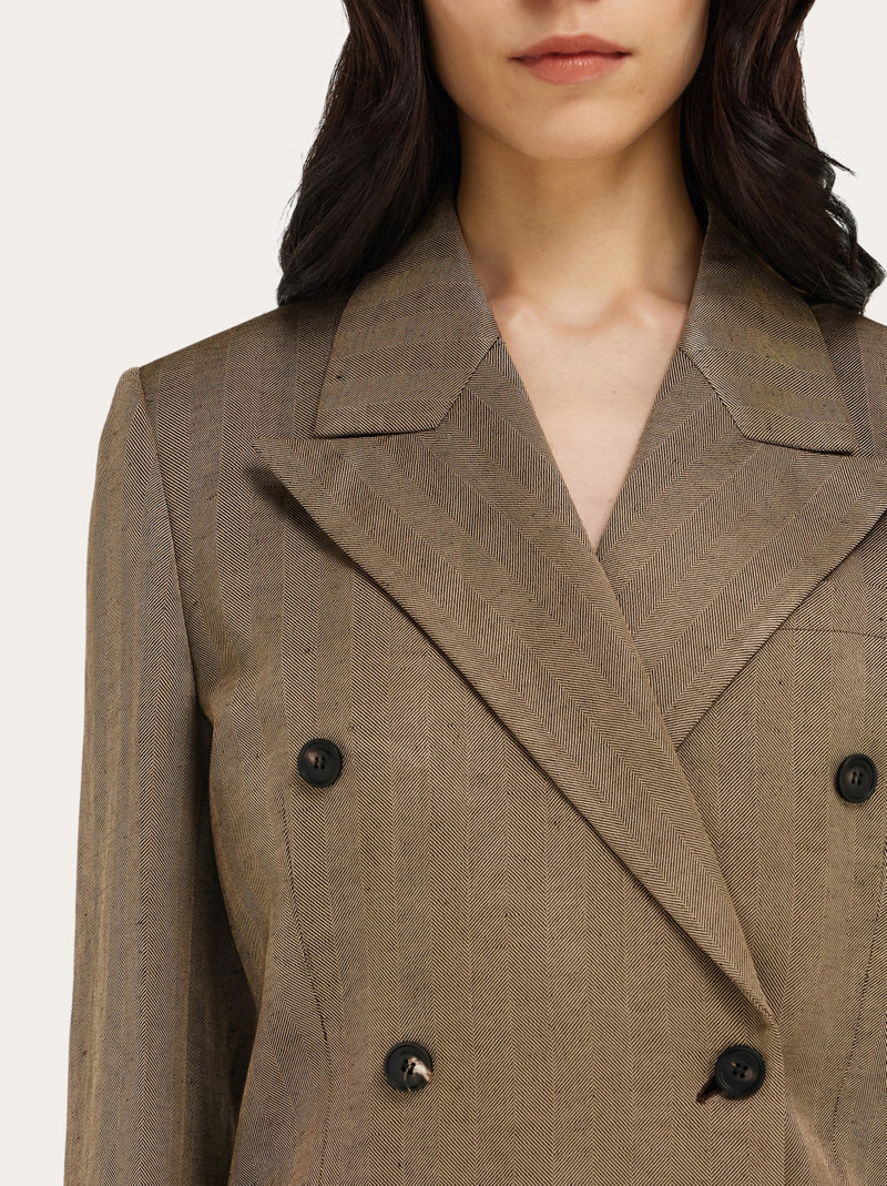 Double breasted linen blend blazer 4