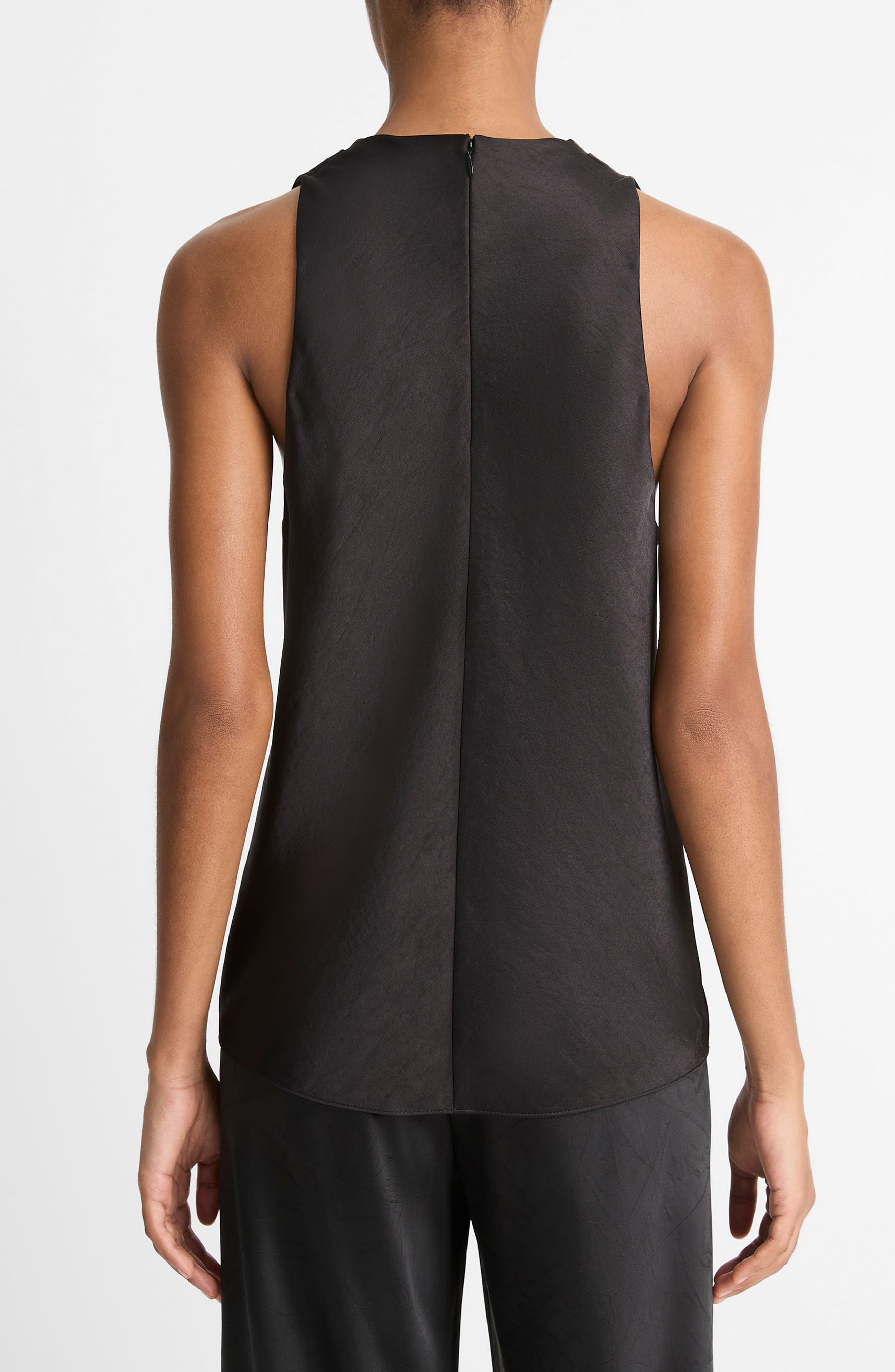 Vince Cowl Neck Hammered Satin Sleeveless Top in Black at Nordstrom - 2