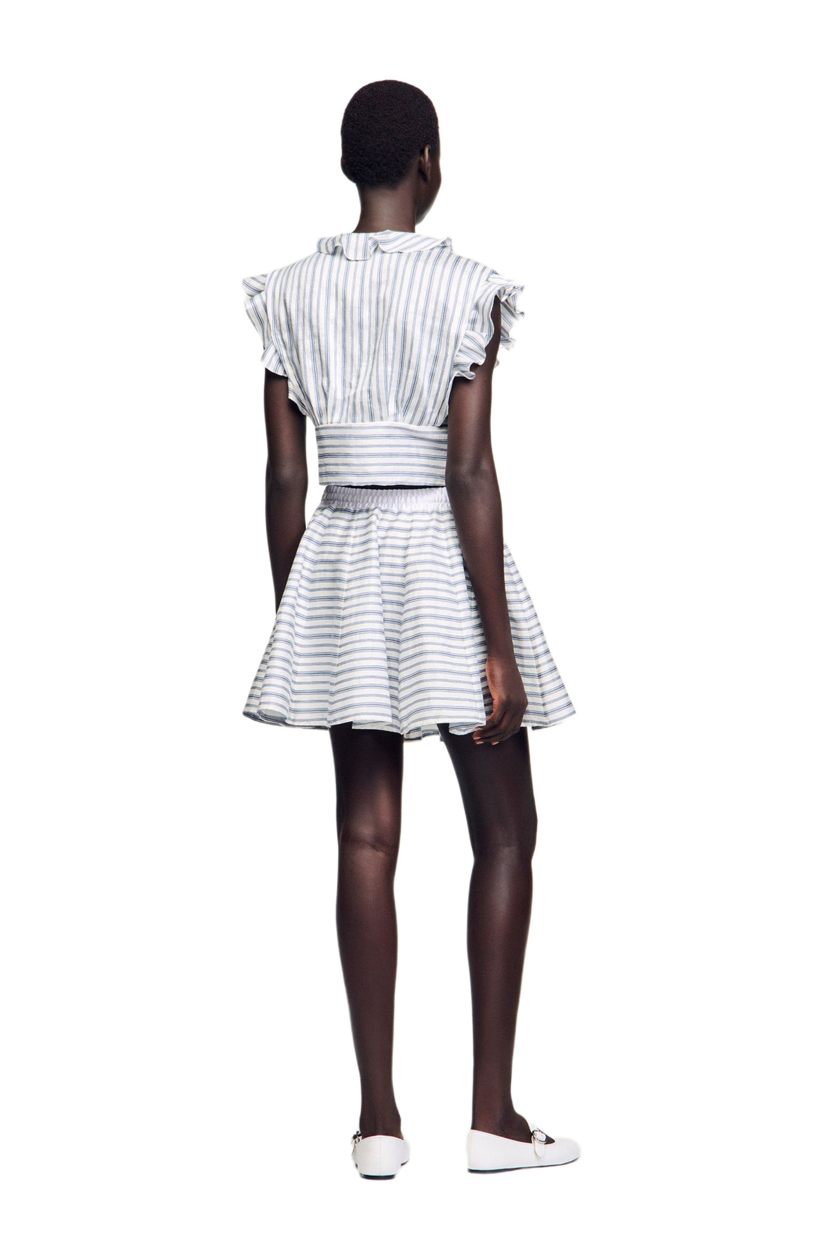 SANDRO Striped sleeveless crop top in Blu /White at Nordstrom - 2
