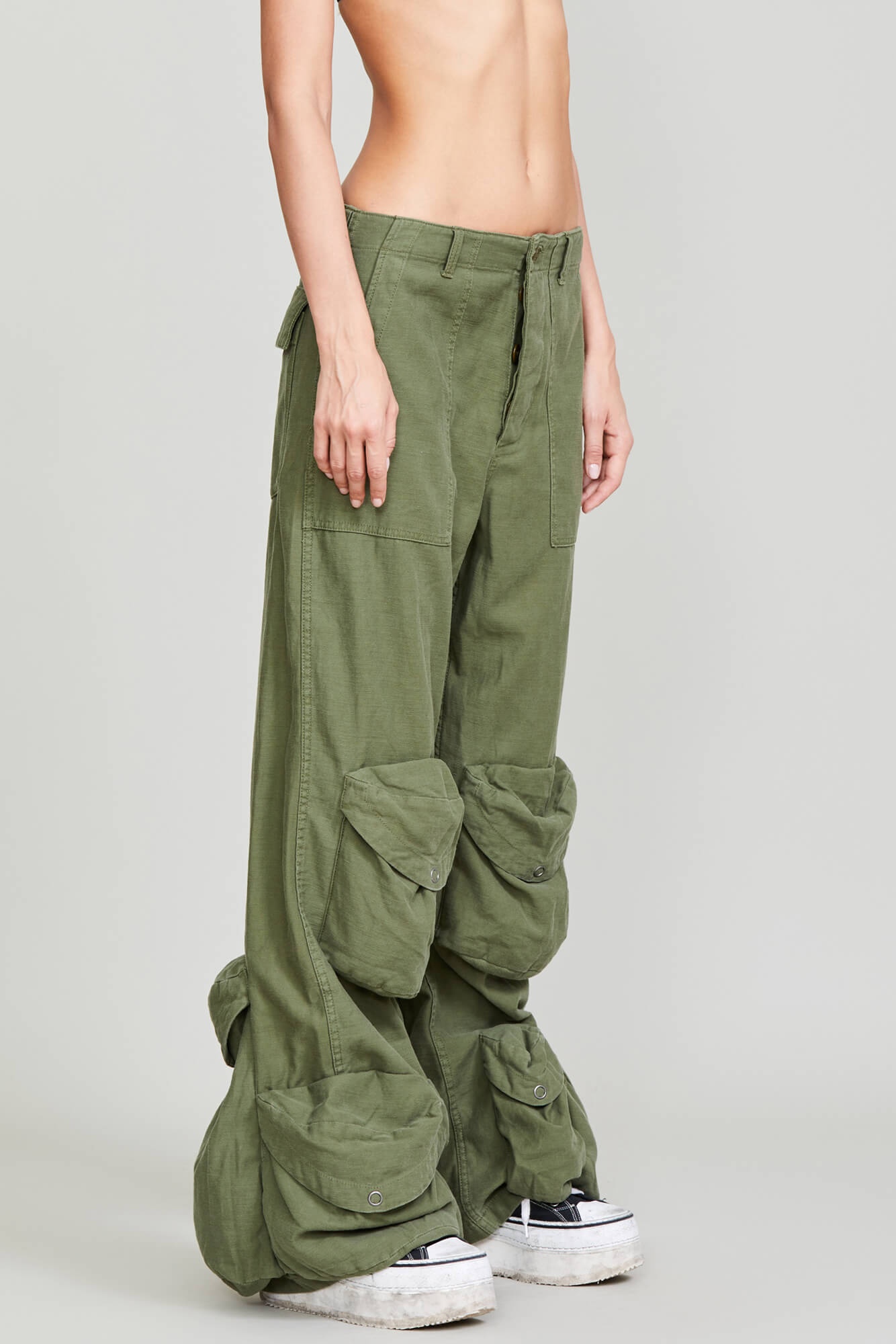 MULTIPOCKET UTILITY JEAN - OLIVE GARMENT DYE - 2