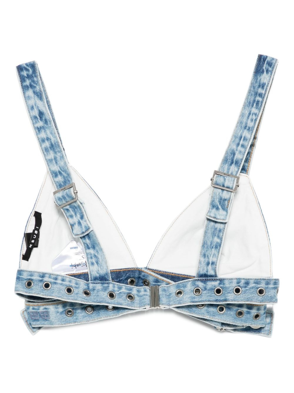 Chroma crossover buckle-strap denim bralette - 2