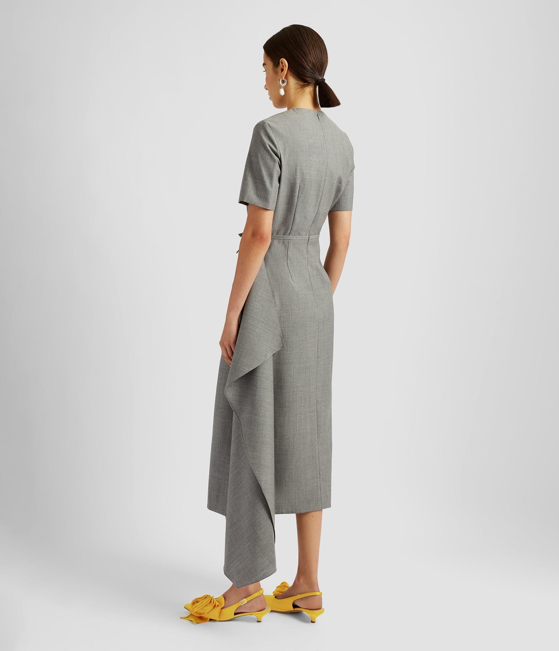 SHORT SLEEVE MIDI DRESS WITH DRAPE DETAIL - 3