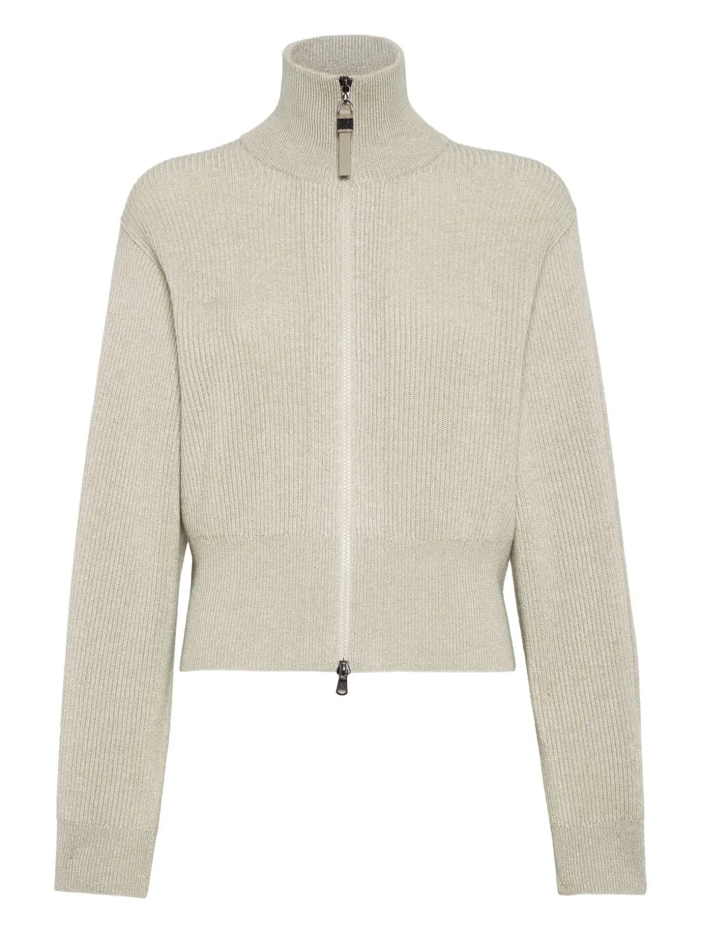ribbed zip-front sweater - 1