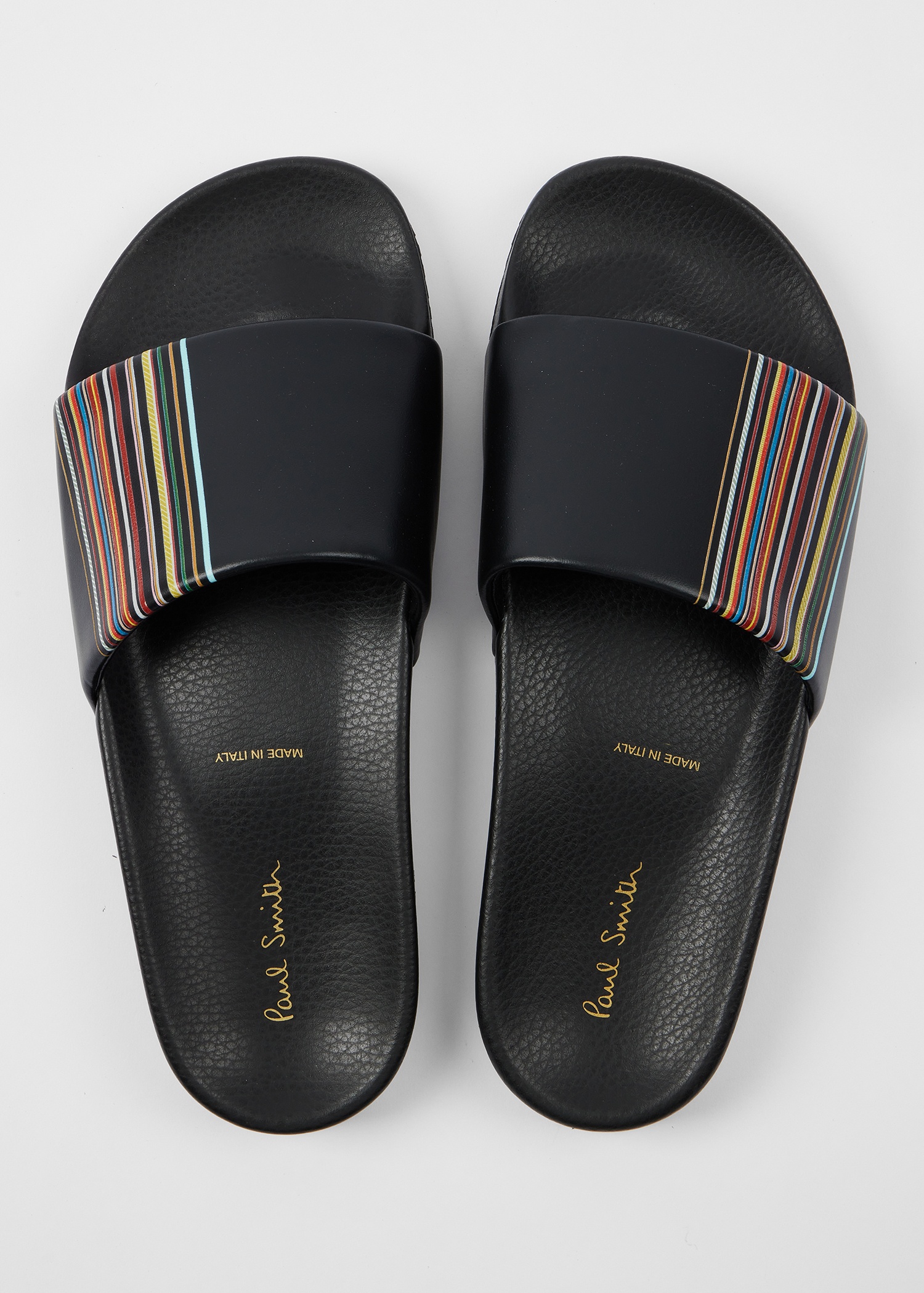 Black 'Signature Stripe' Detail 'Dru' Slides - 5