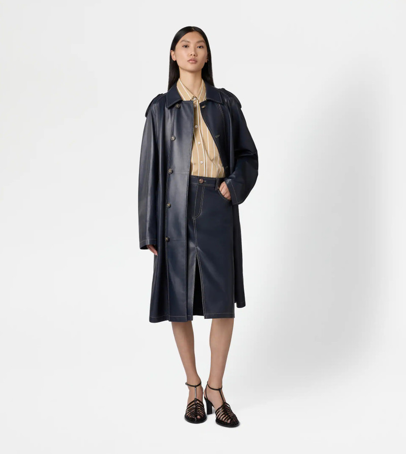 Tod's 5-POCKET SKIRT IN LEATHER - BLUE outlook