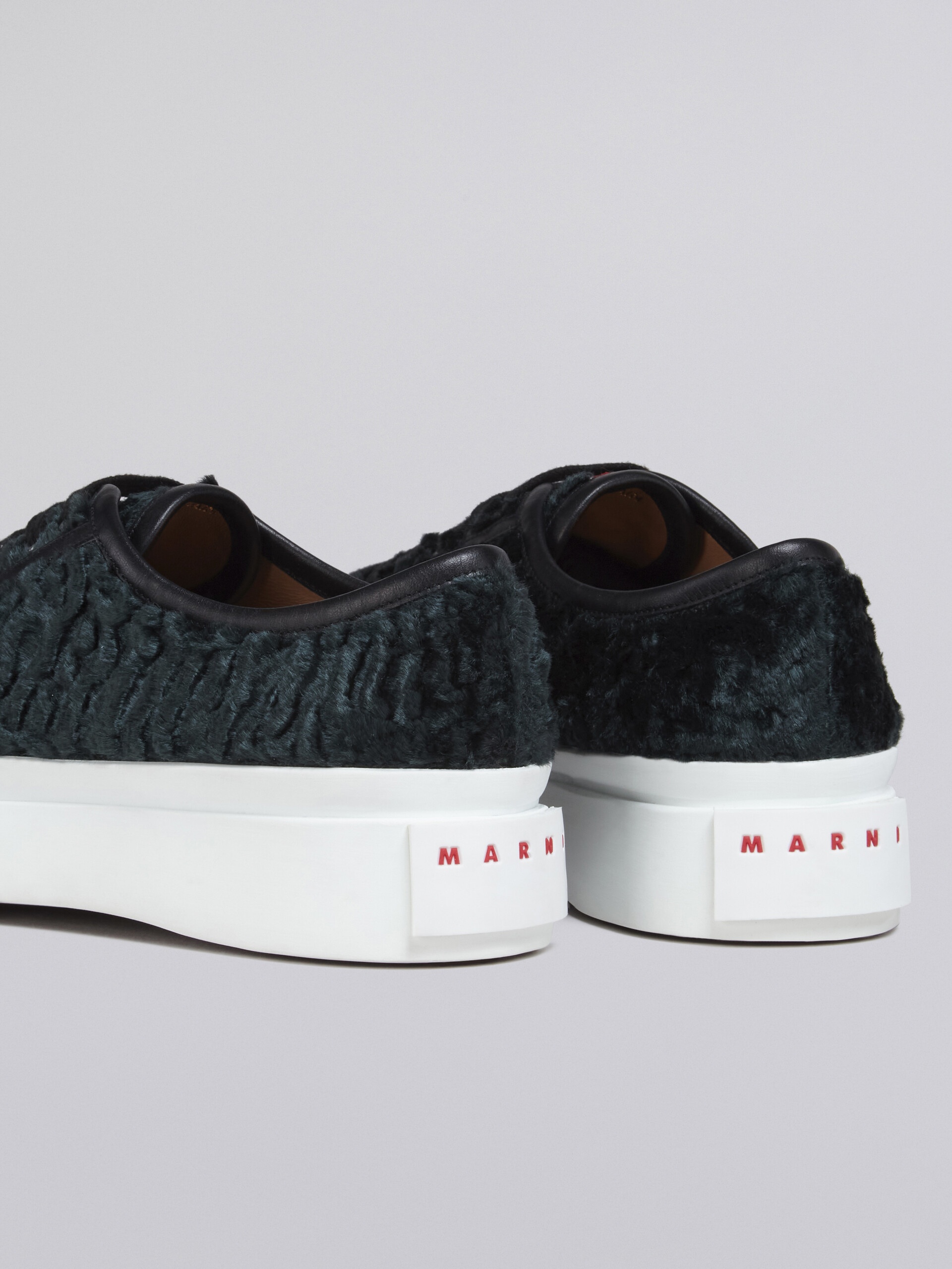 BLACK CURLY FABRIC PABLO LACE-UP SNEAKER - 5