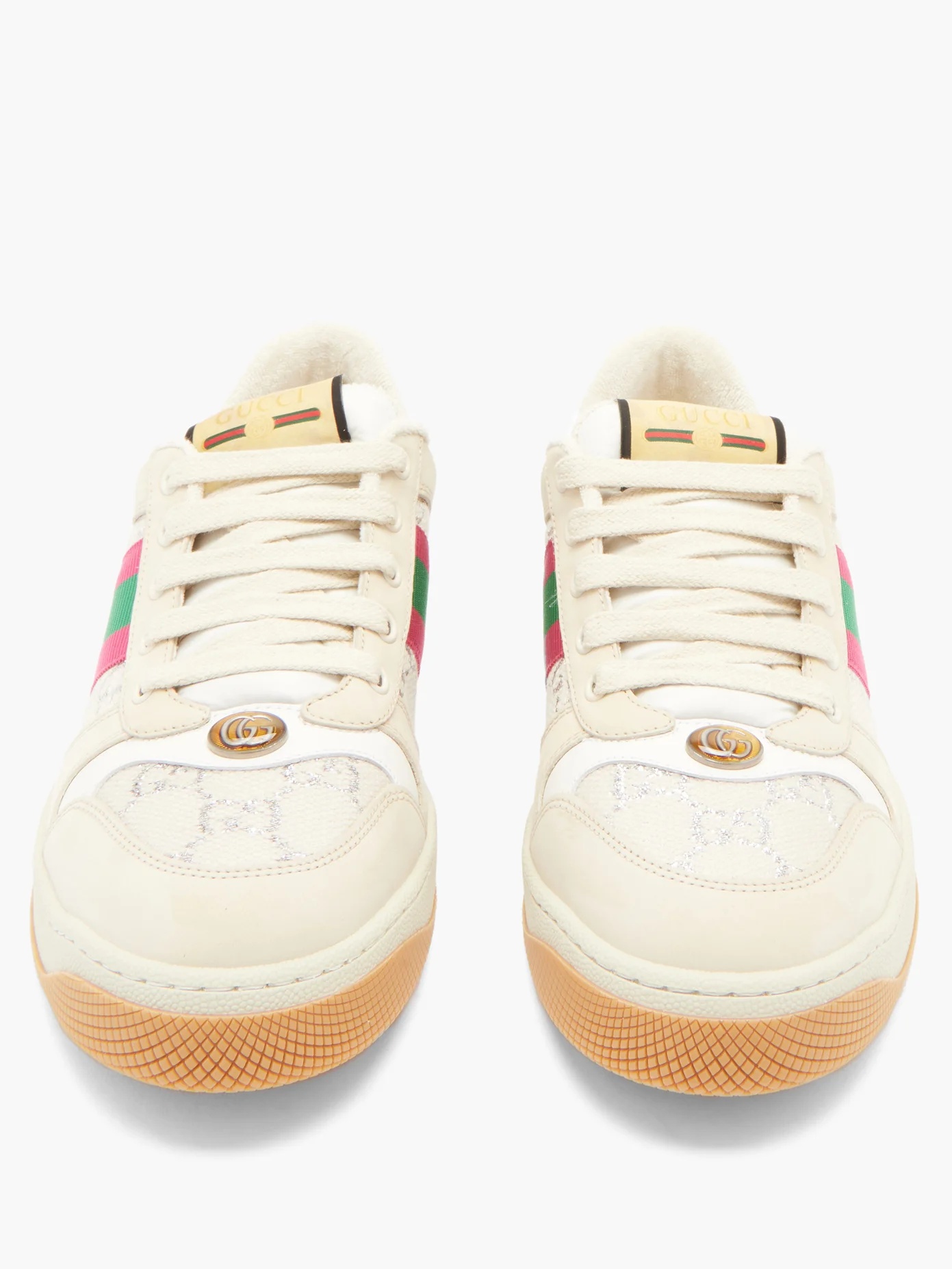 Screener GG-monogram leather and lamé trainers - 5