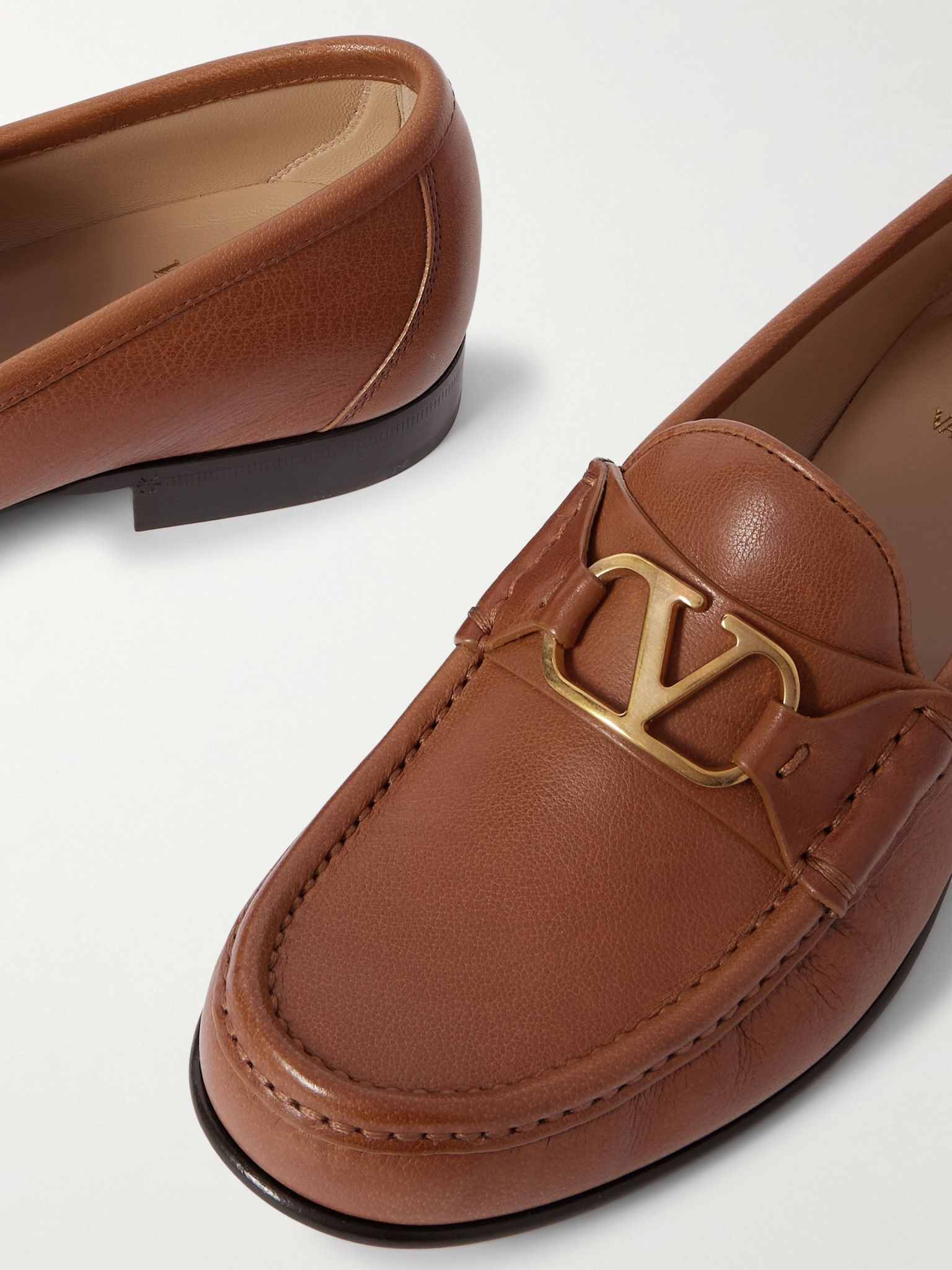 VLogo Signature 20 leather loafers Tan - 4