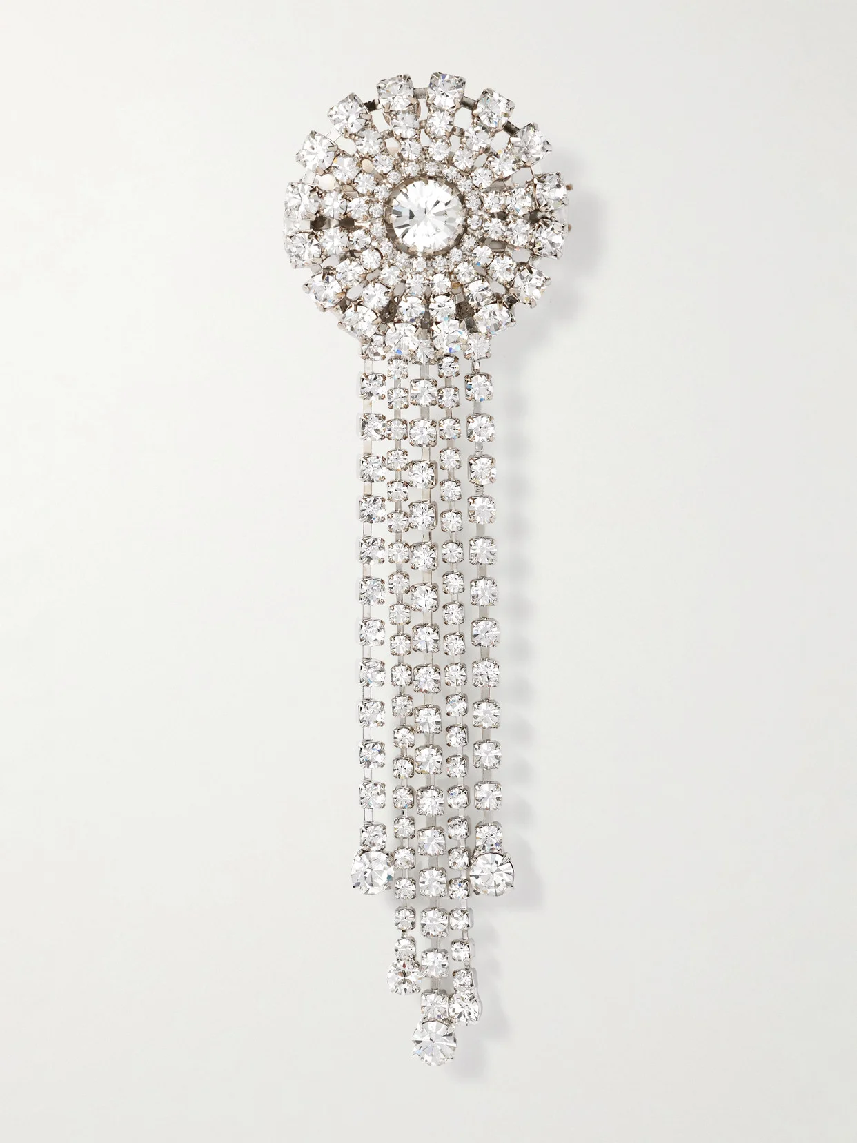 Zelina Fringed Rhodium-plated Crystal Hair Clip - 1