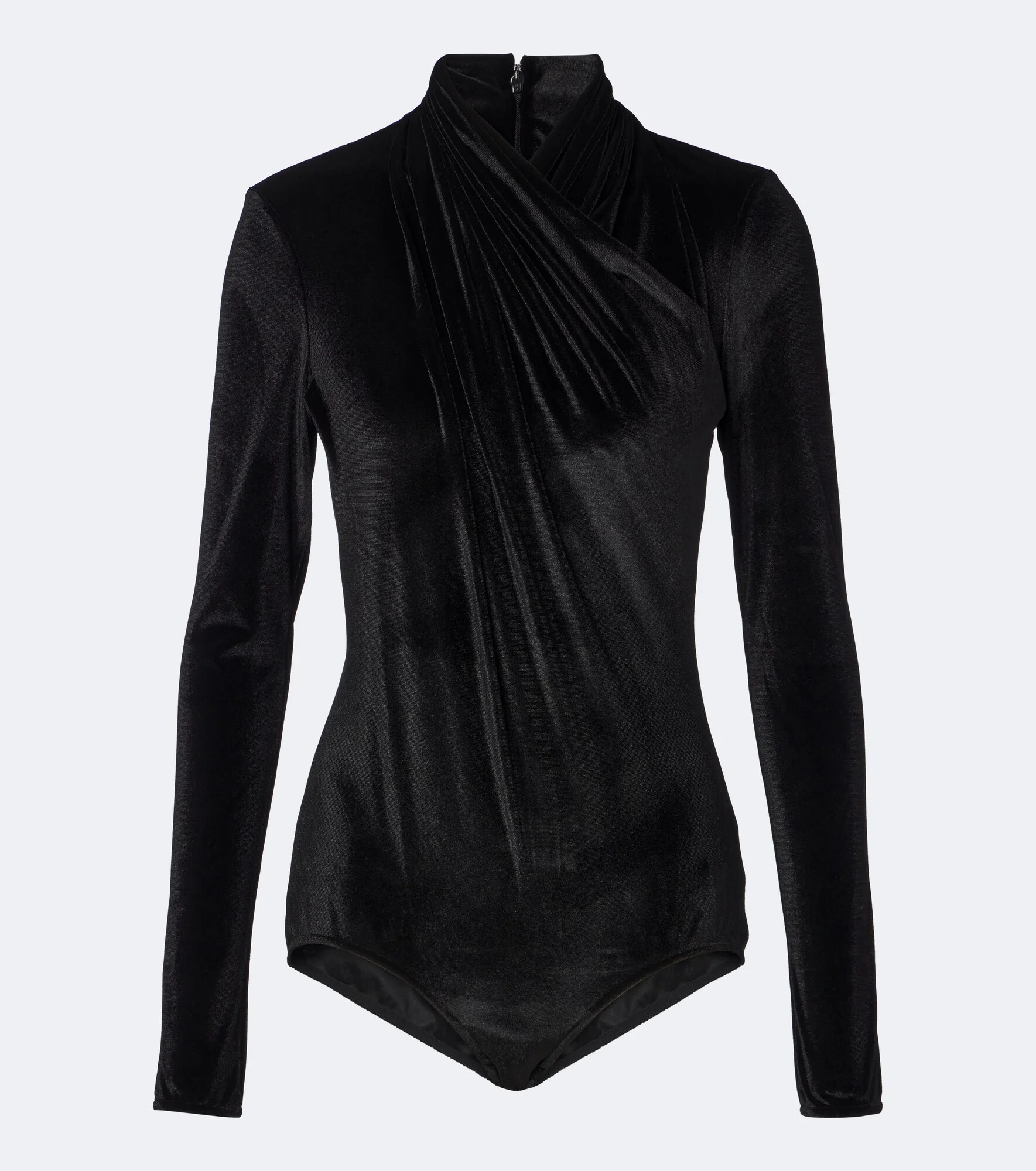 Draped velvet bodysuit - 1