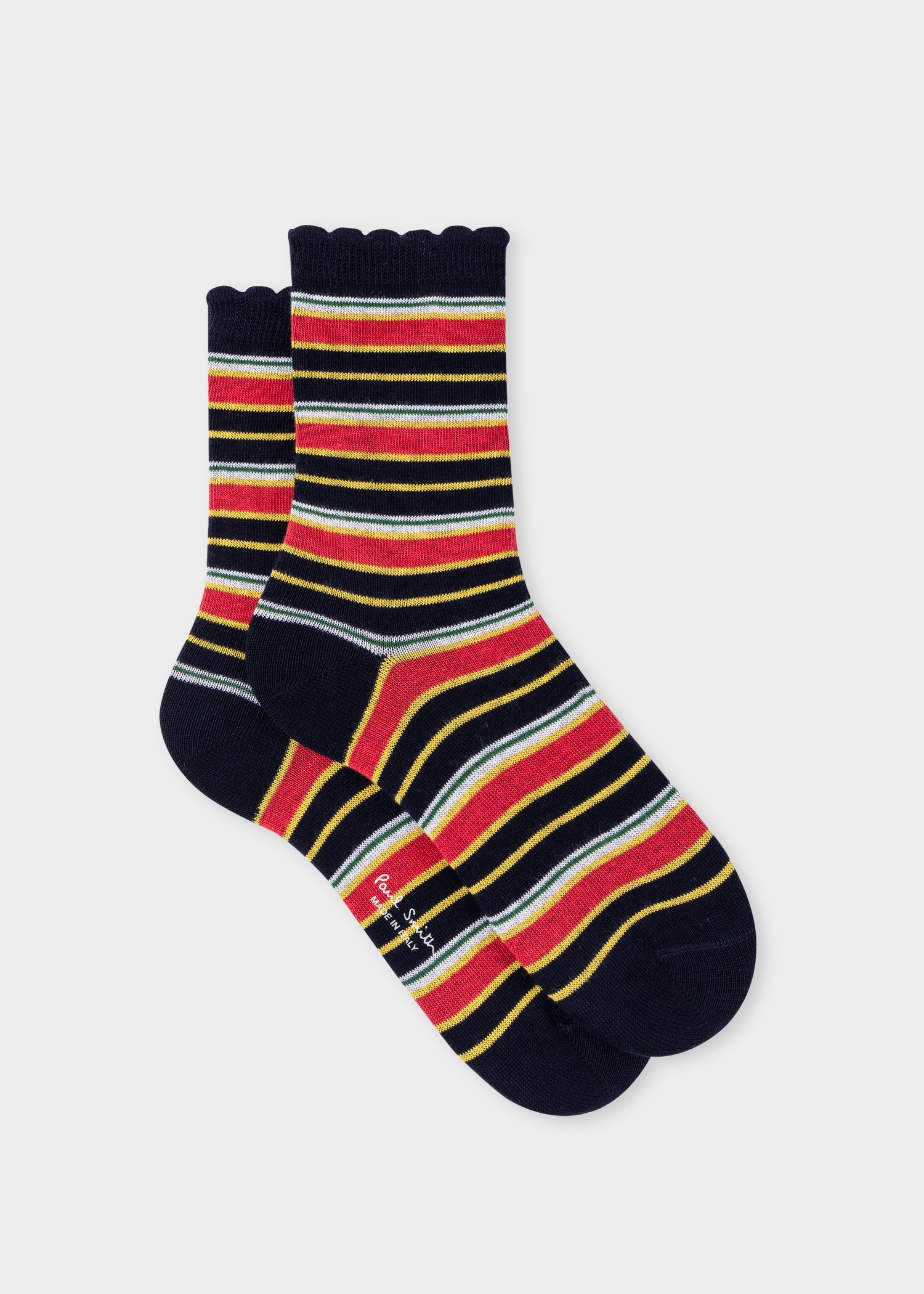 Women's Navy Stripe Frill Socks - 1