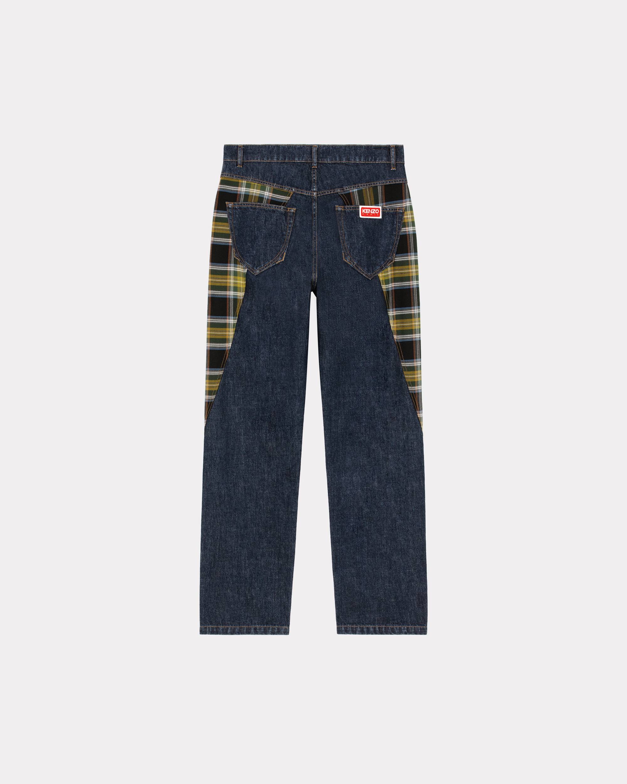 Patchwork checked denim jeans - 2