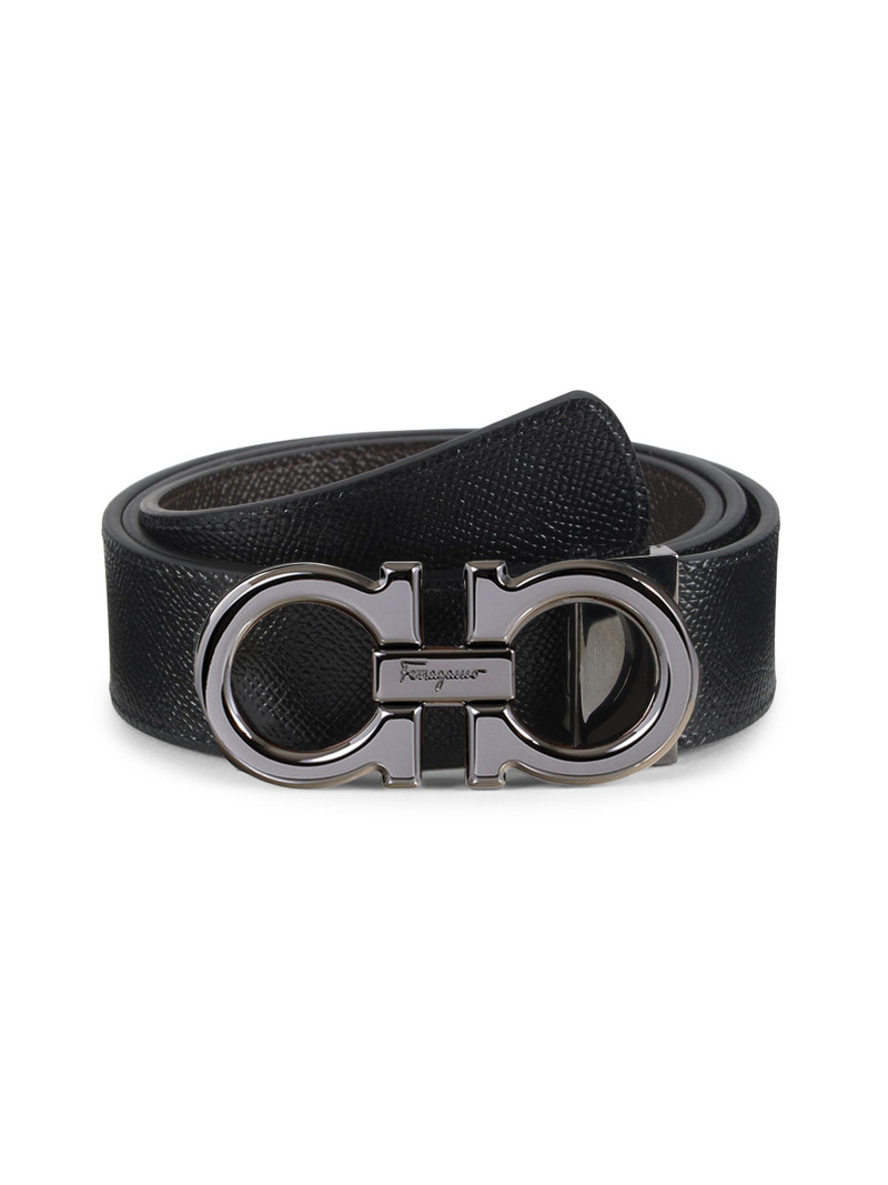 Men's Gancini Adjustable Cut-to-Size Reversible Leather Belt - Black Brown 3