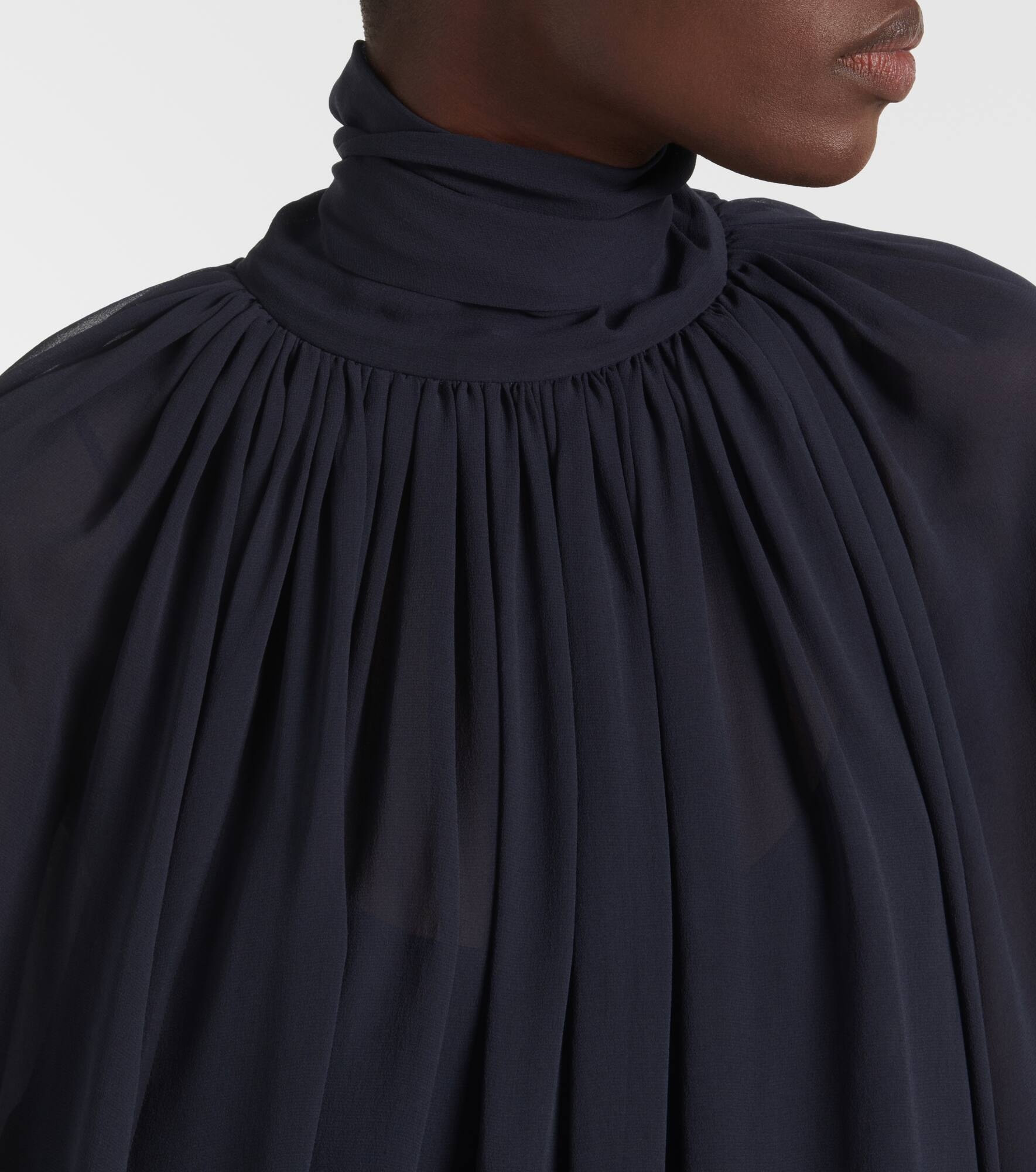 Gathered silk georgette maxi dress - 4