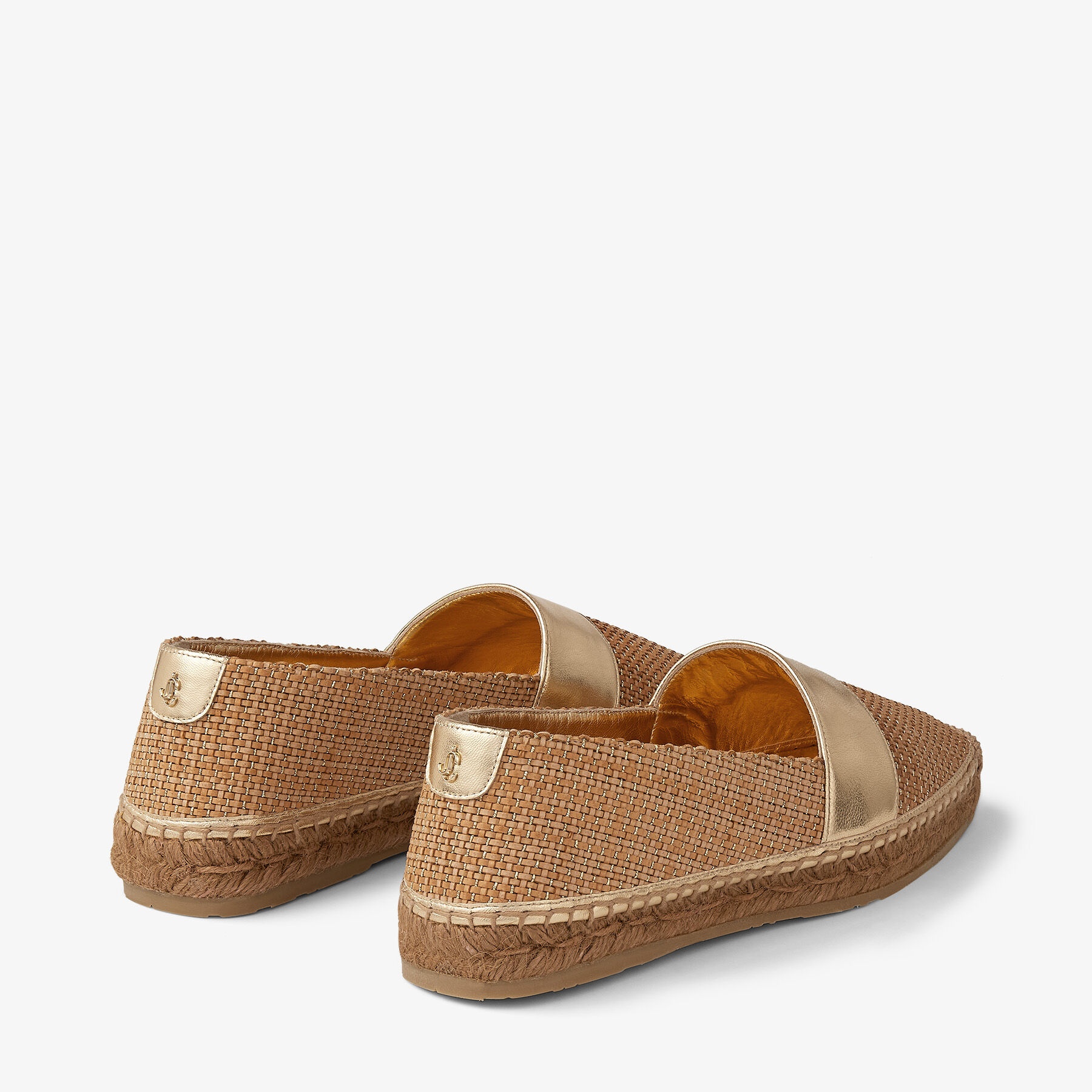 Dru Flat
Gold Metallic Nappa and Natural Woven Fabric Espadrilles - 6