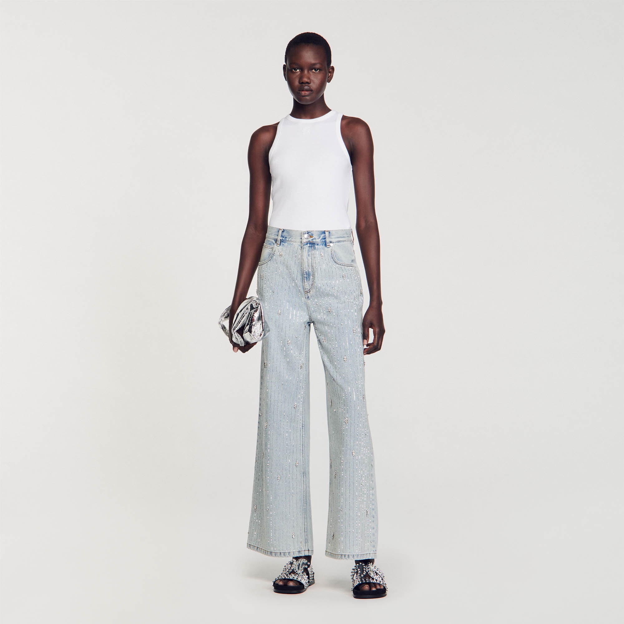 RHINESTONE-EMBELLISHED JEANS - 2