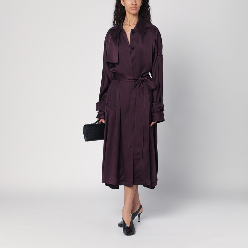 Victoria Beckham Eggplant colour single-breasted trench coat outlook
