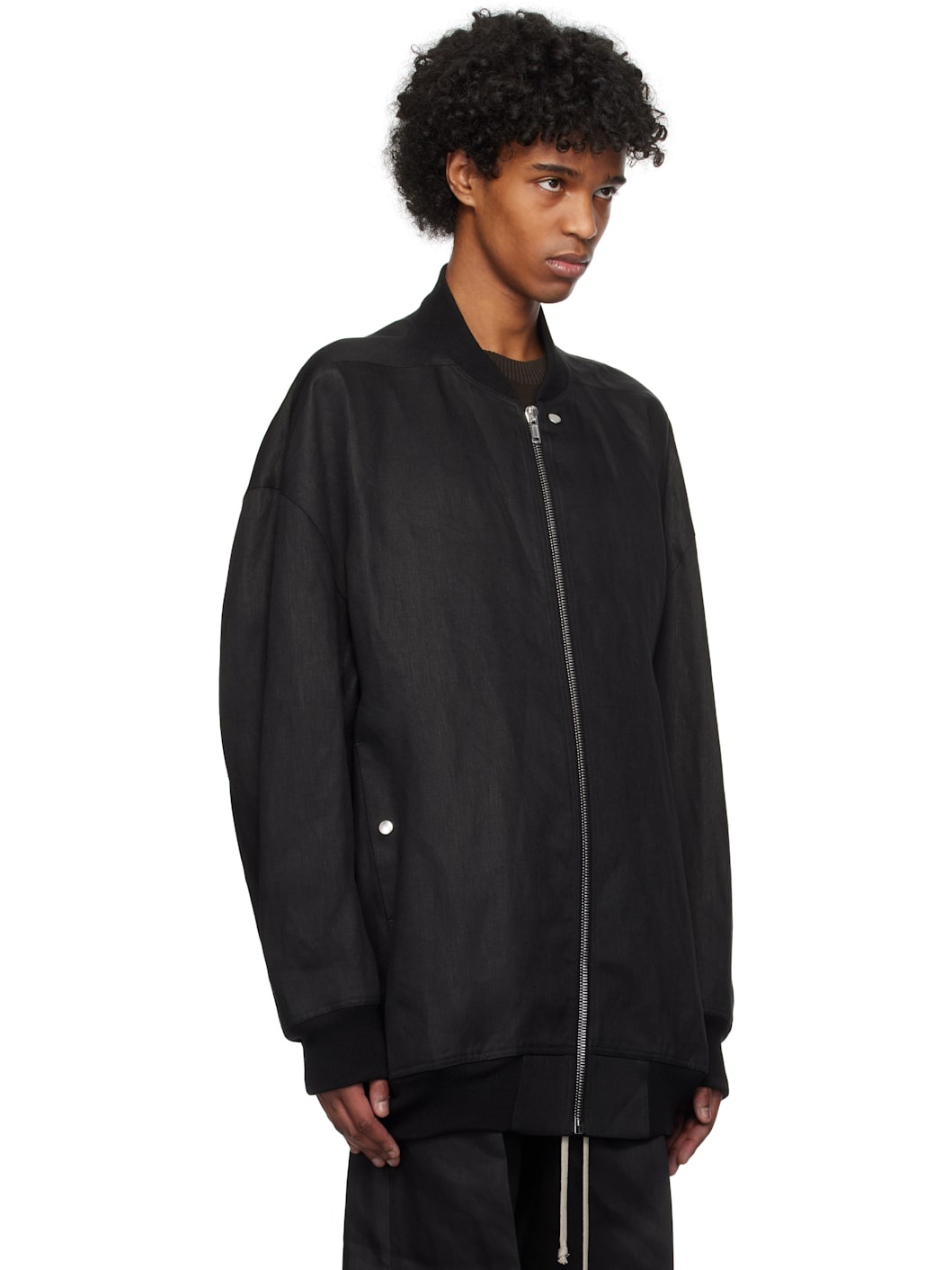 Black Hollywood Jumbo Flight Bomber Jacket - 2