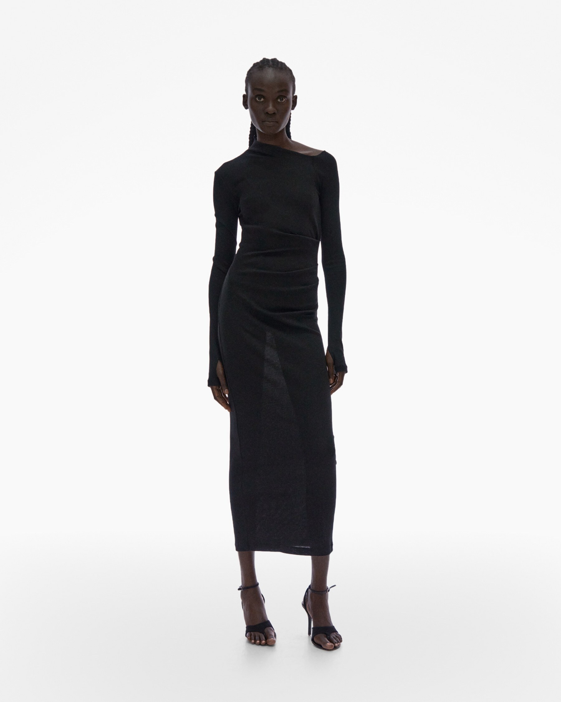 RIB ASYMMETRIC DRESS - 2