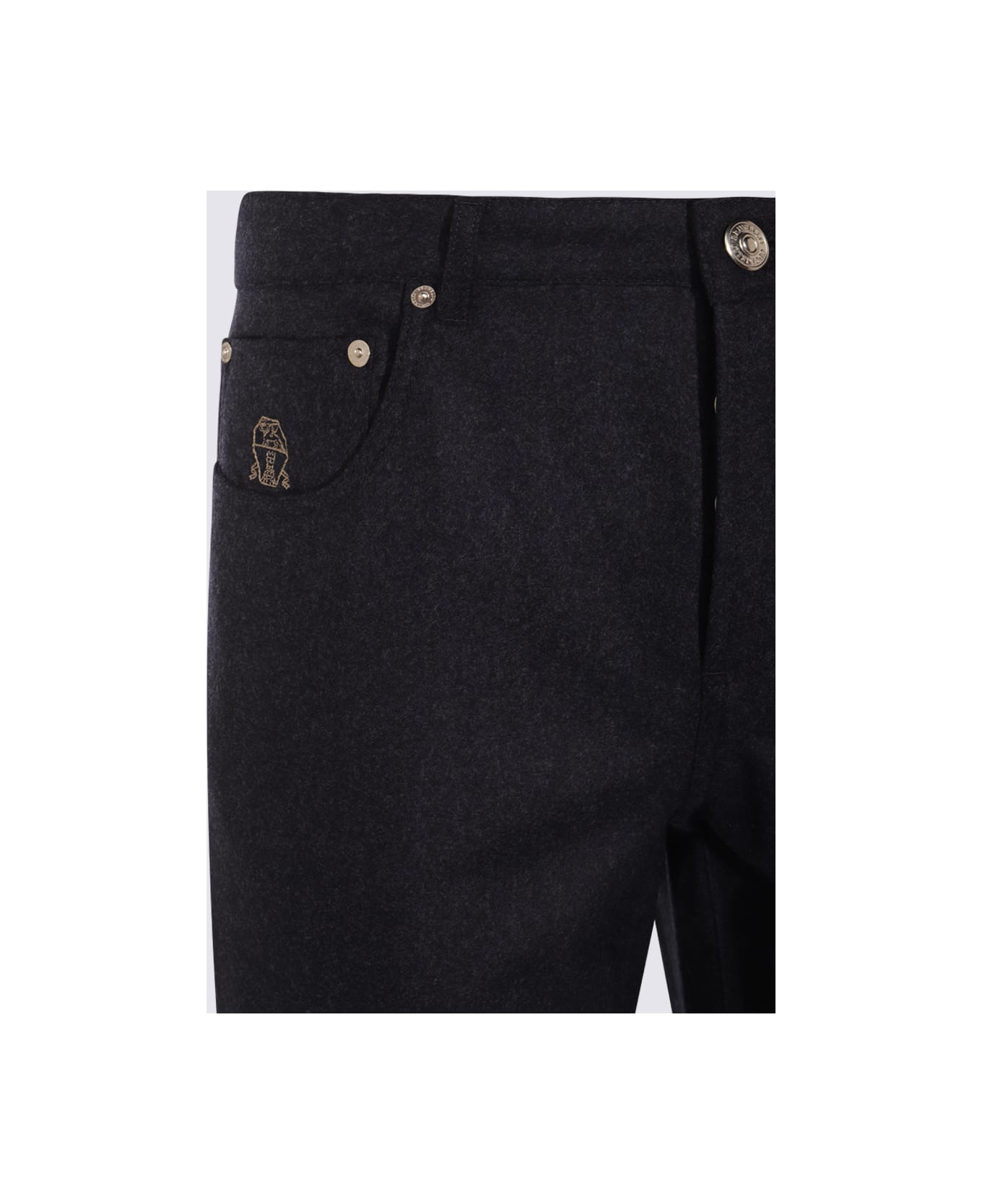 Navy Cotton Pants - 3