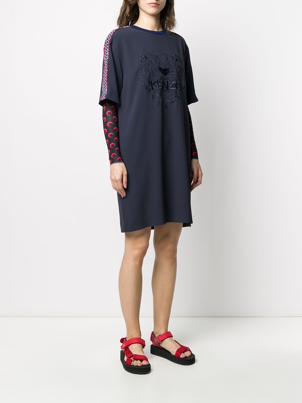 logo-embroidered shift dress - 3