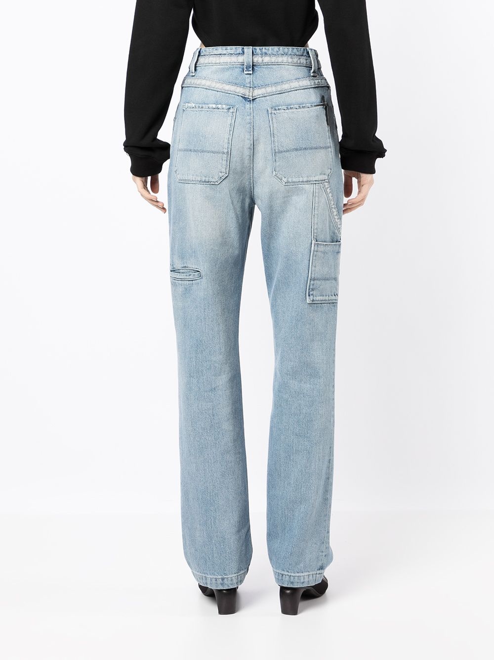 multi-pocket straight leg jeans - 4